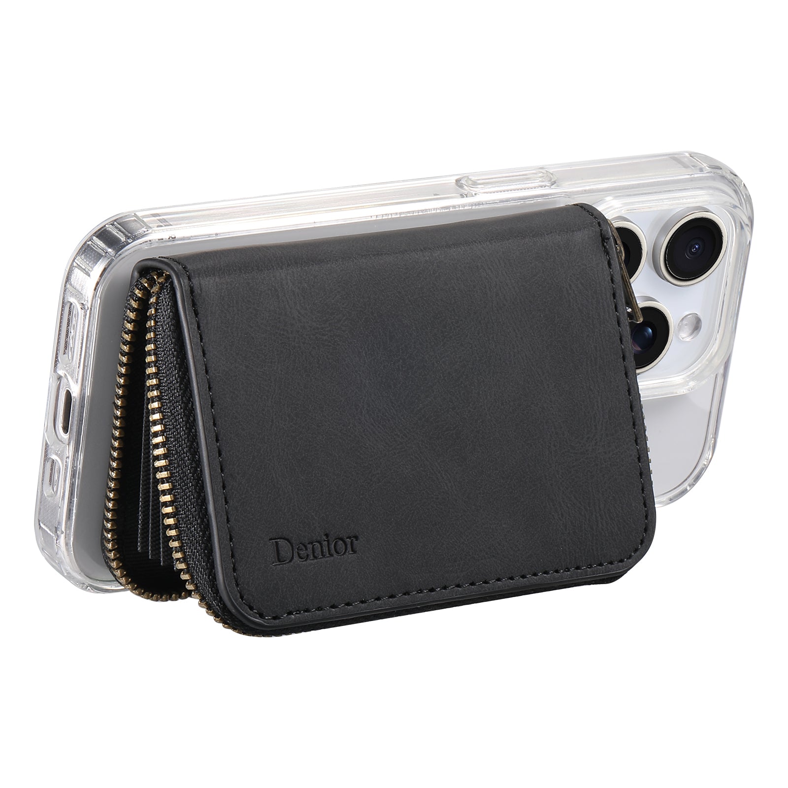 RFID Magnetic Zipper Wallet Credit Card Bag (Black)