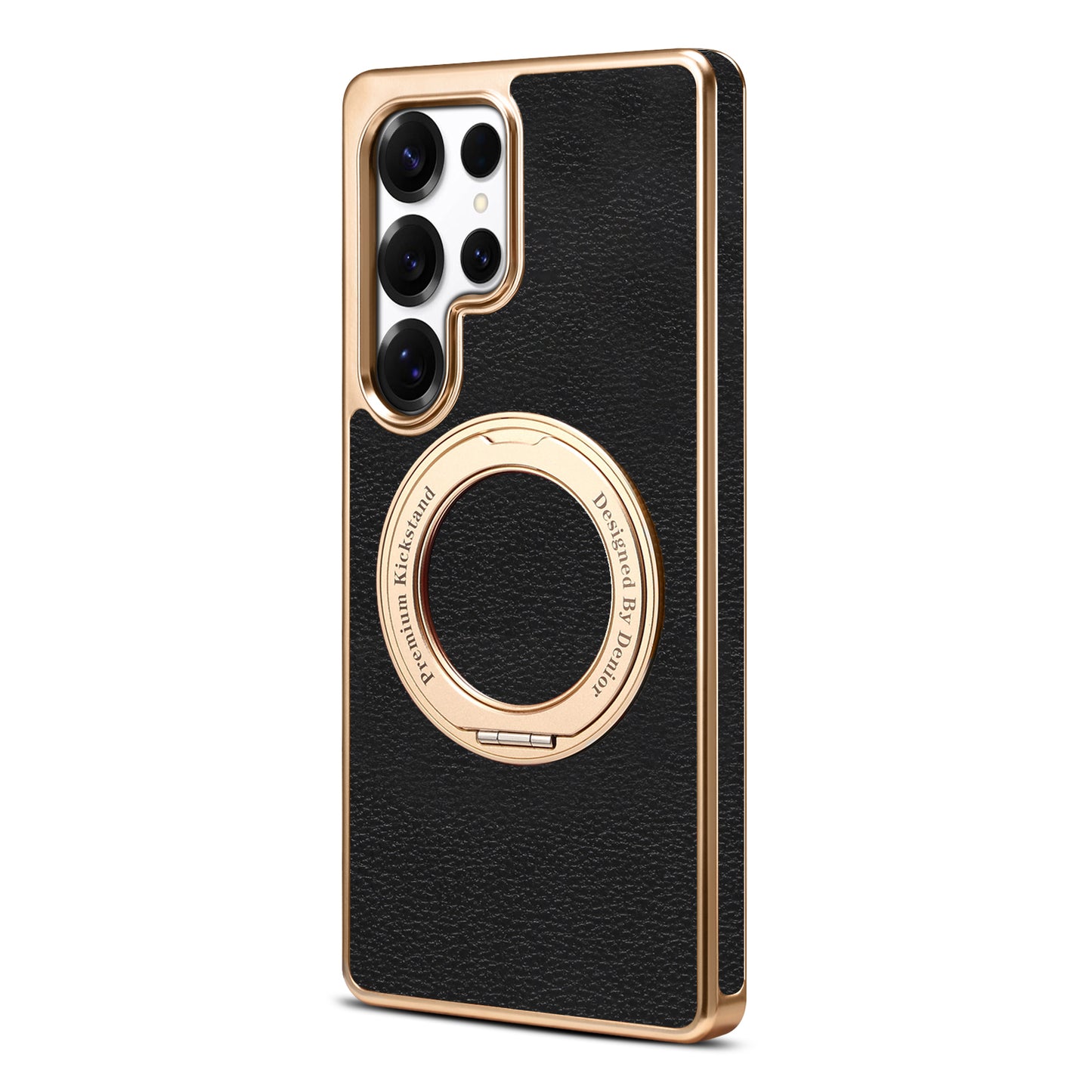 PU Faux Leather Litchi Texture Rotating Stand Electroplated Magnetic Phone Case (For Samsung)