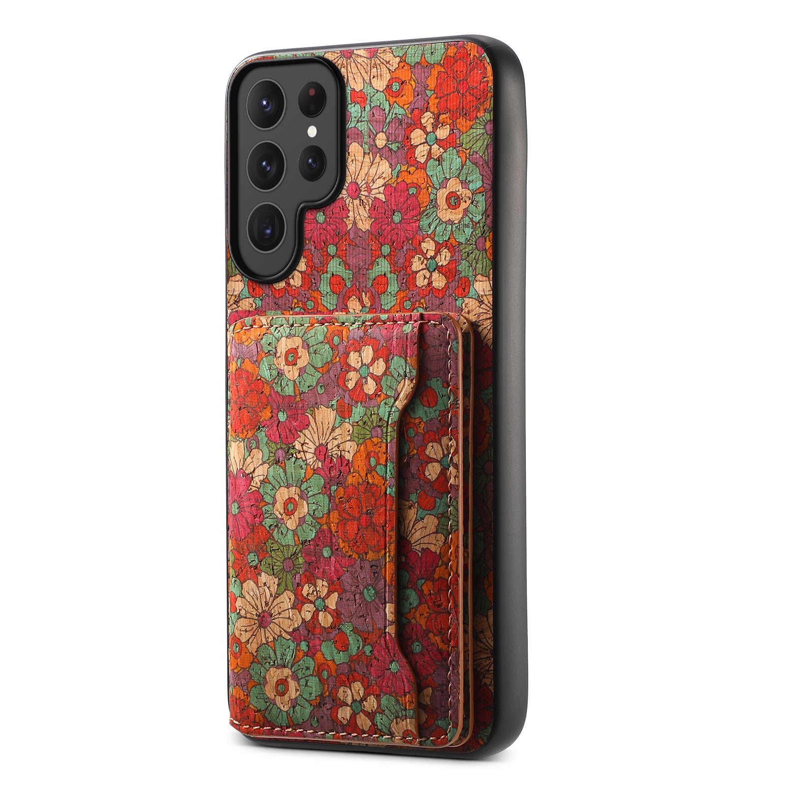 Magnetic Wooden Wallet Phone Case (Red)