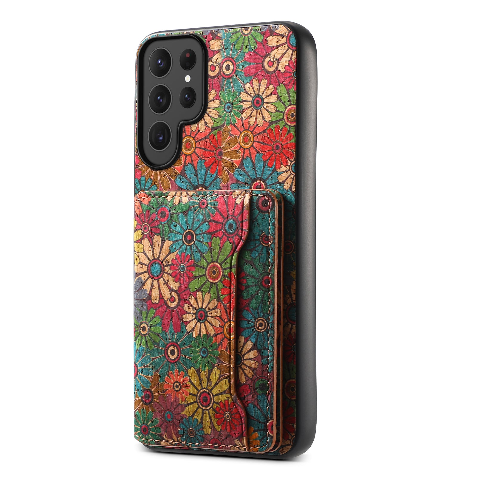 Magnetic Wooden Wallet Phone Case & Card Bag(Green)