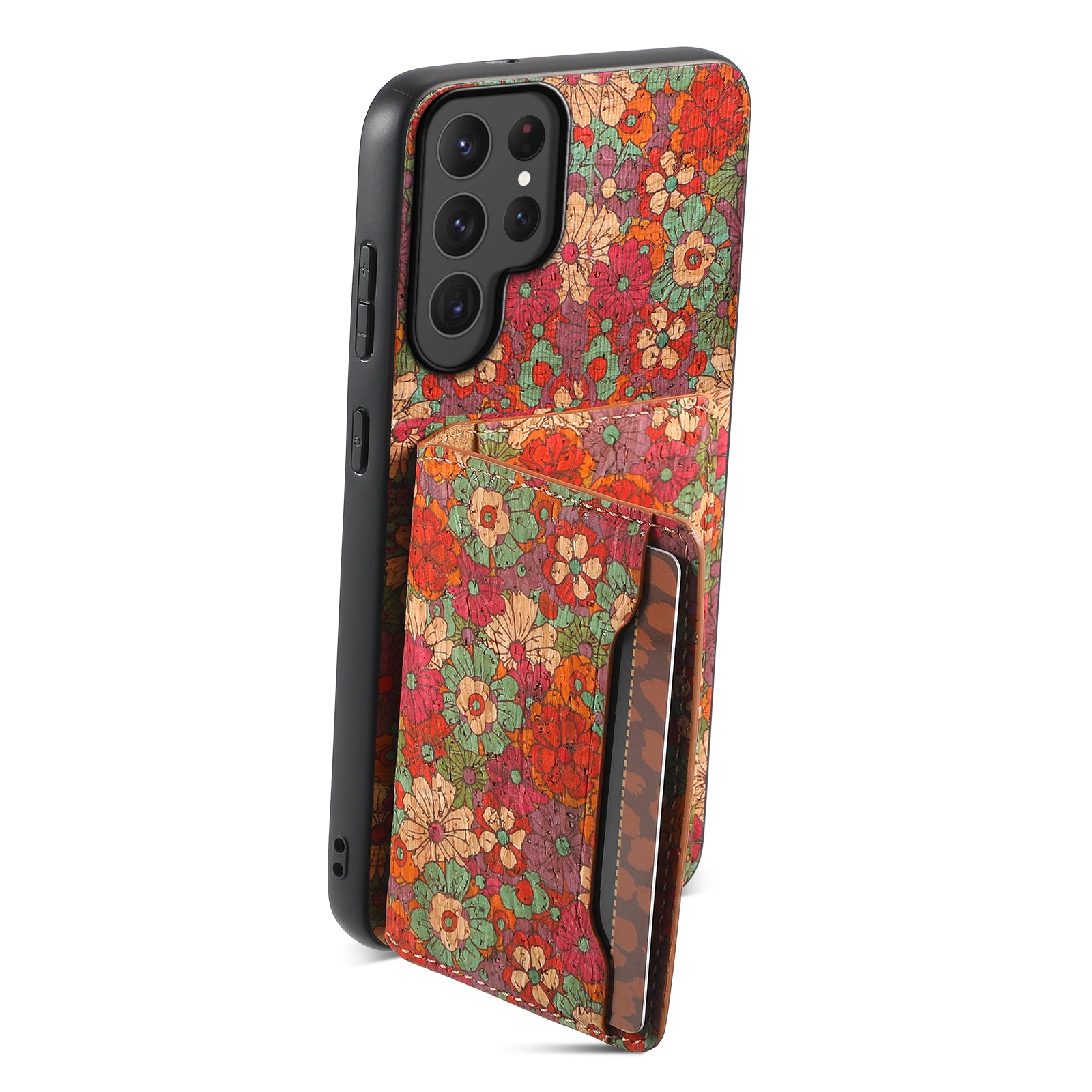 Magnetic Wooden Wallet Phone Case (Red)