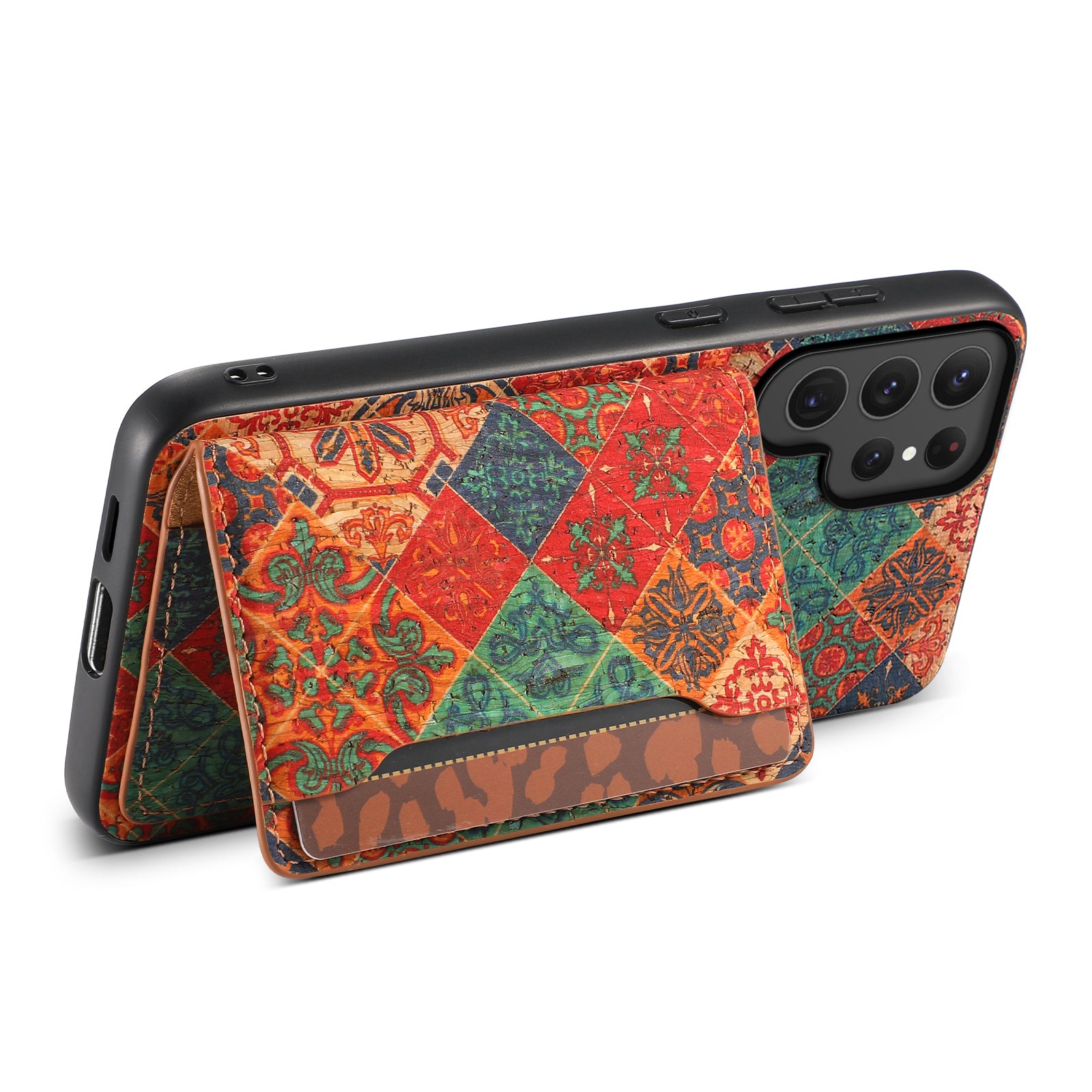 Magnetic Wooden Wallet Phone Case (Blue)