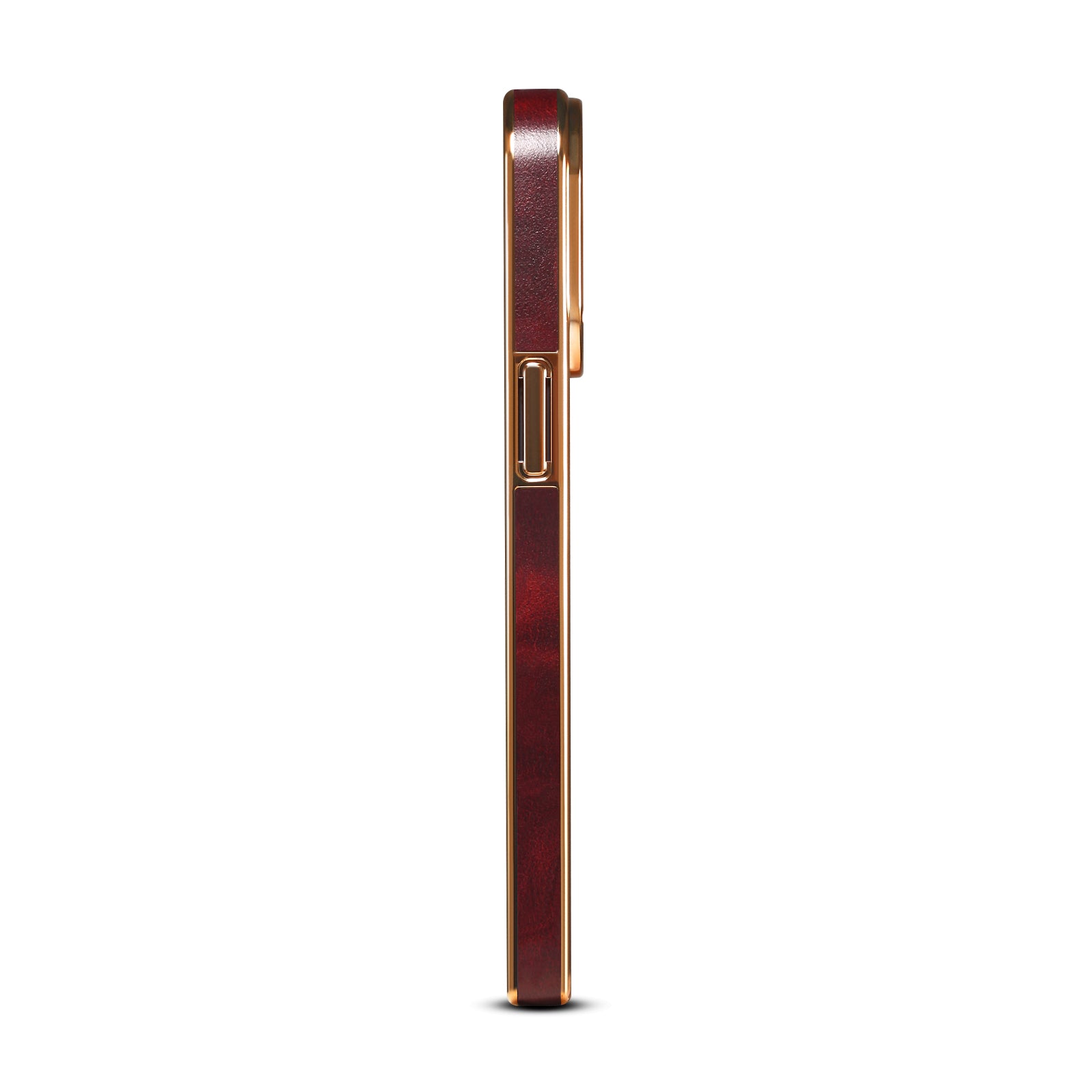 iPhone Top Layer Cowhide Electroplated Border Anti Drop Genuine Leather Phone Caseļ¼Redļ¼