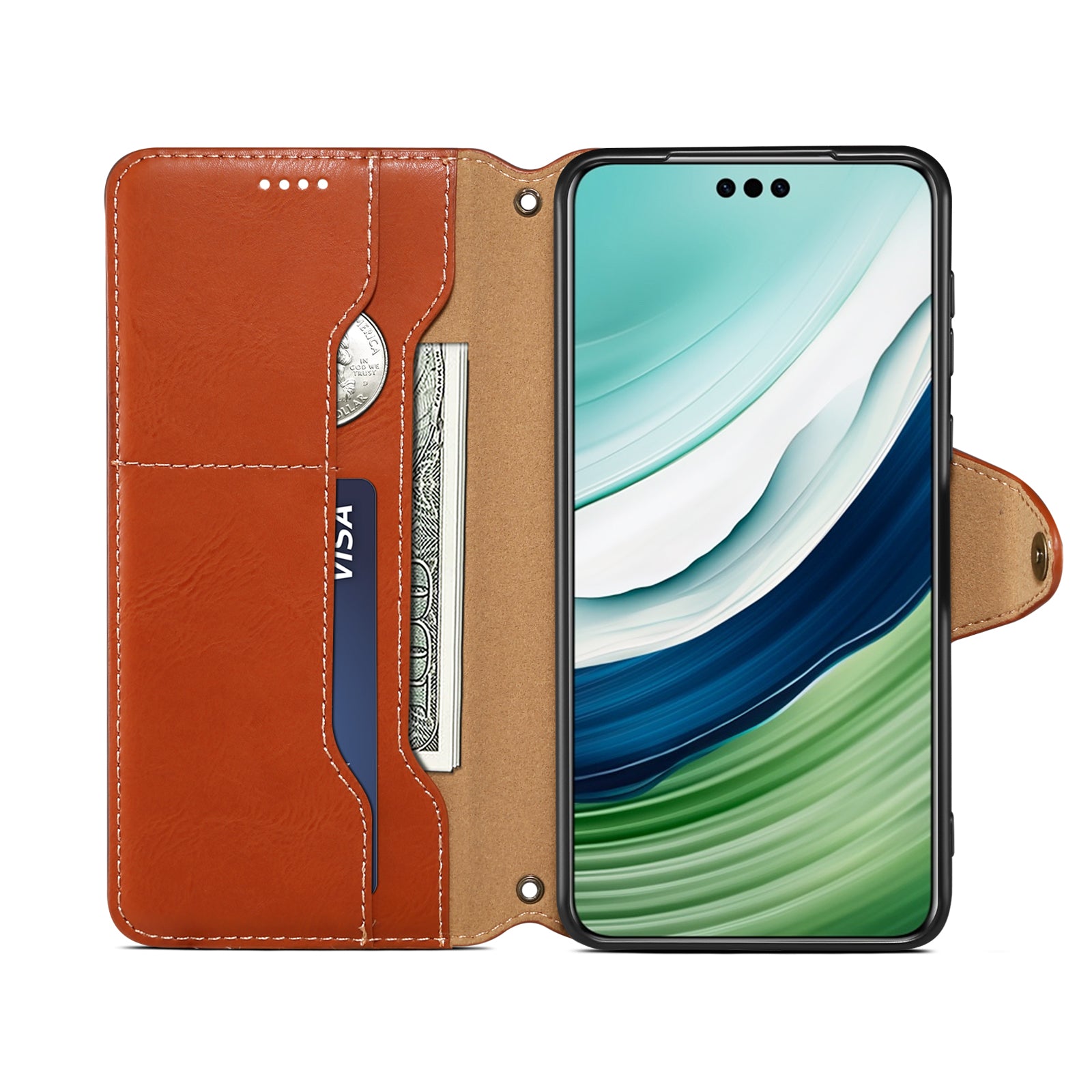 Huawei Simple PU Leather Flip Card Wallet Stand Phone Case(Brown)