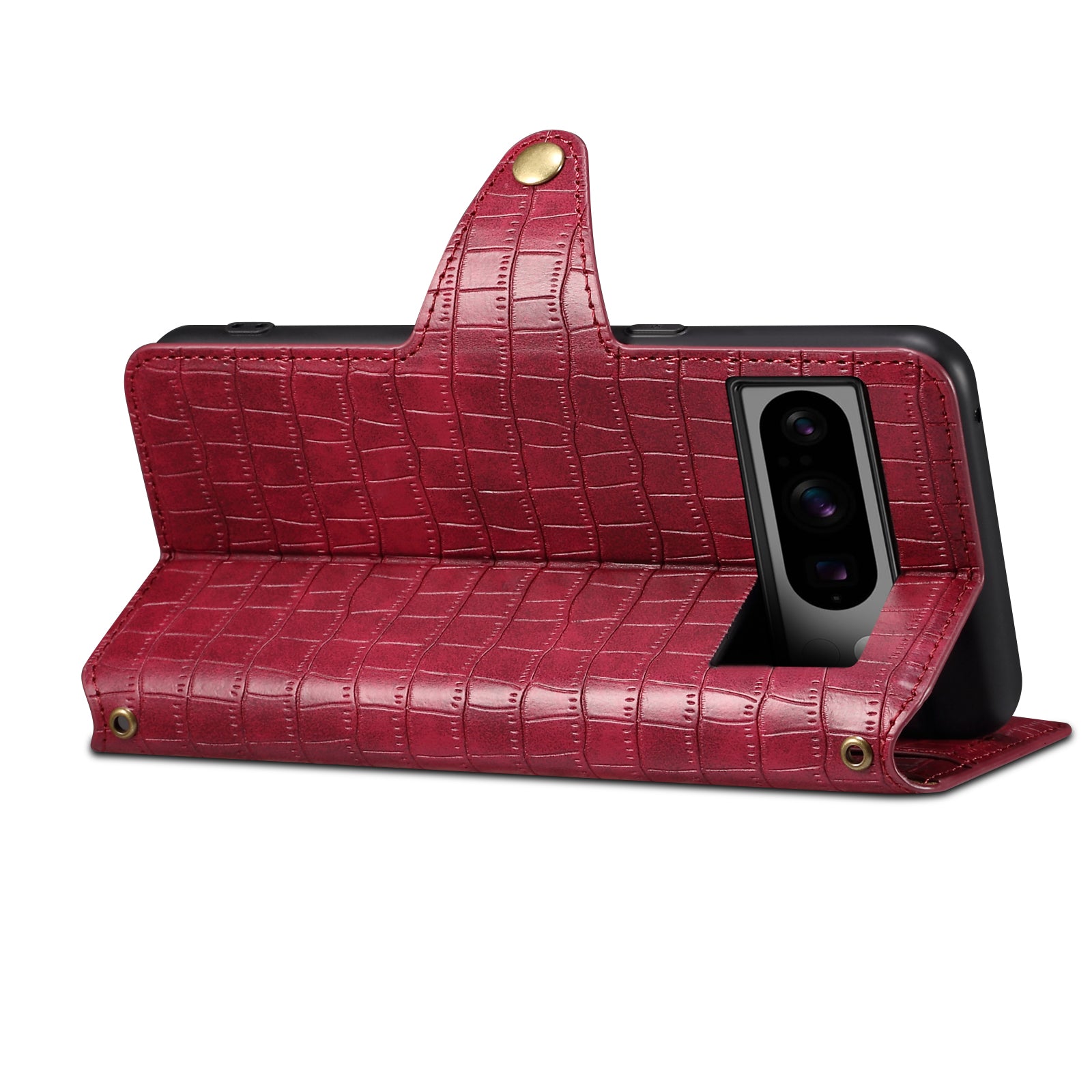 Crocodile PU Leather Google Cover Wallet Phone Case(Red)