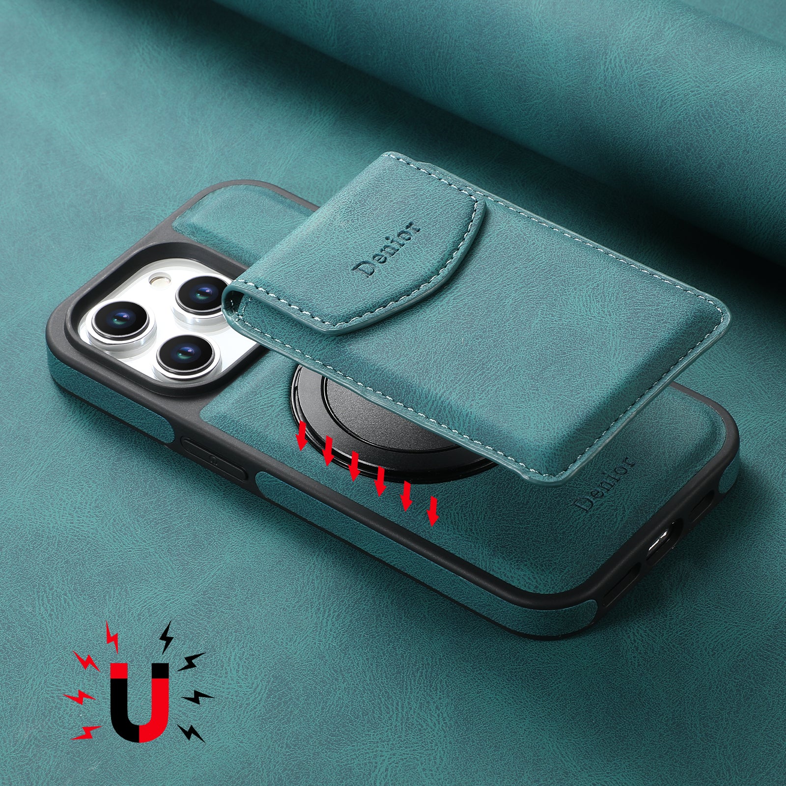 iPhone Series 2IN1 Magnetic Case & Card Bag(Blue)
