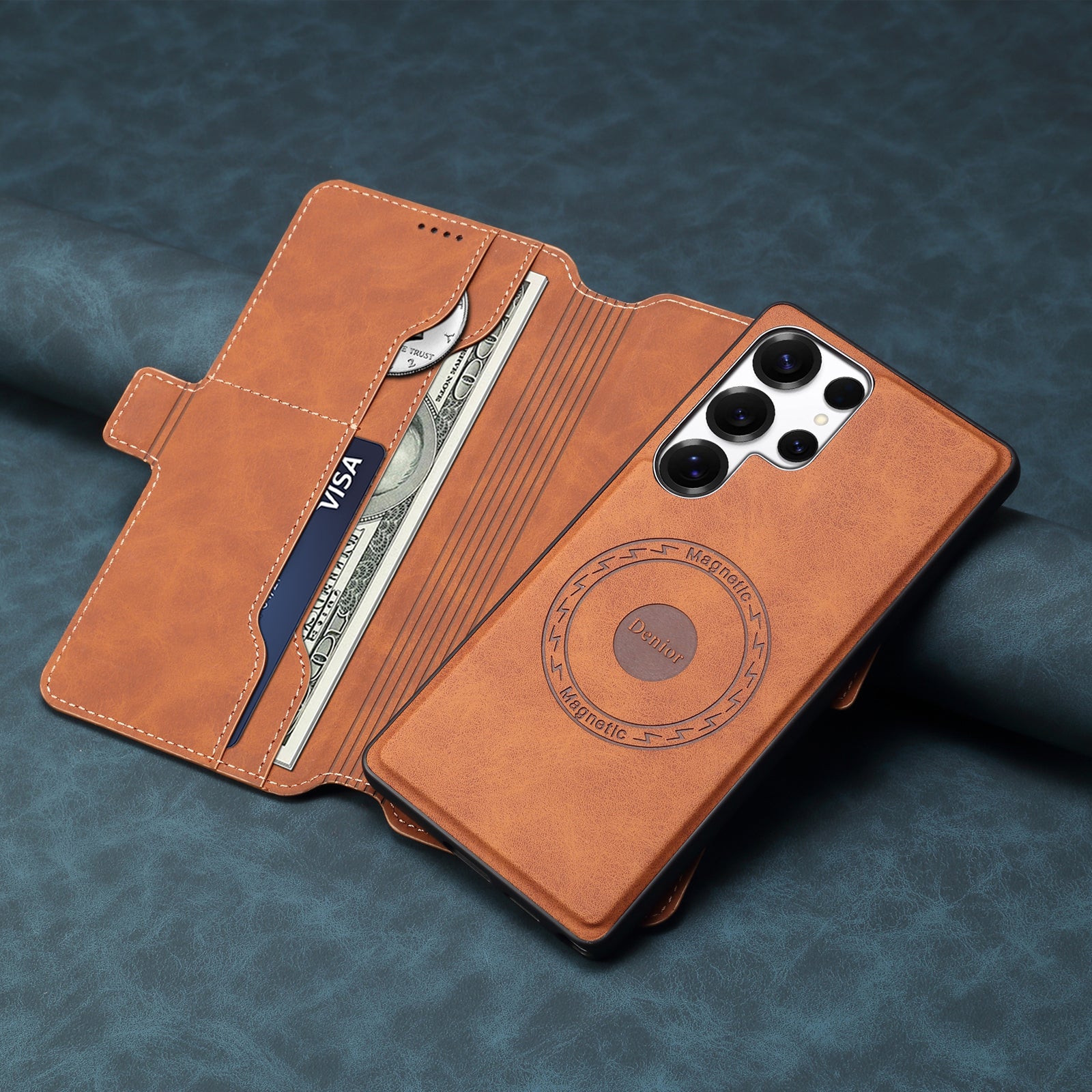 2IN1 Detachable Magnetic Samsung Phone Case & Card Pocket(Brown)
