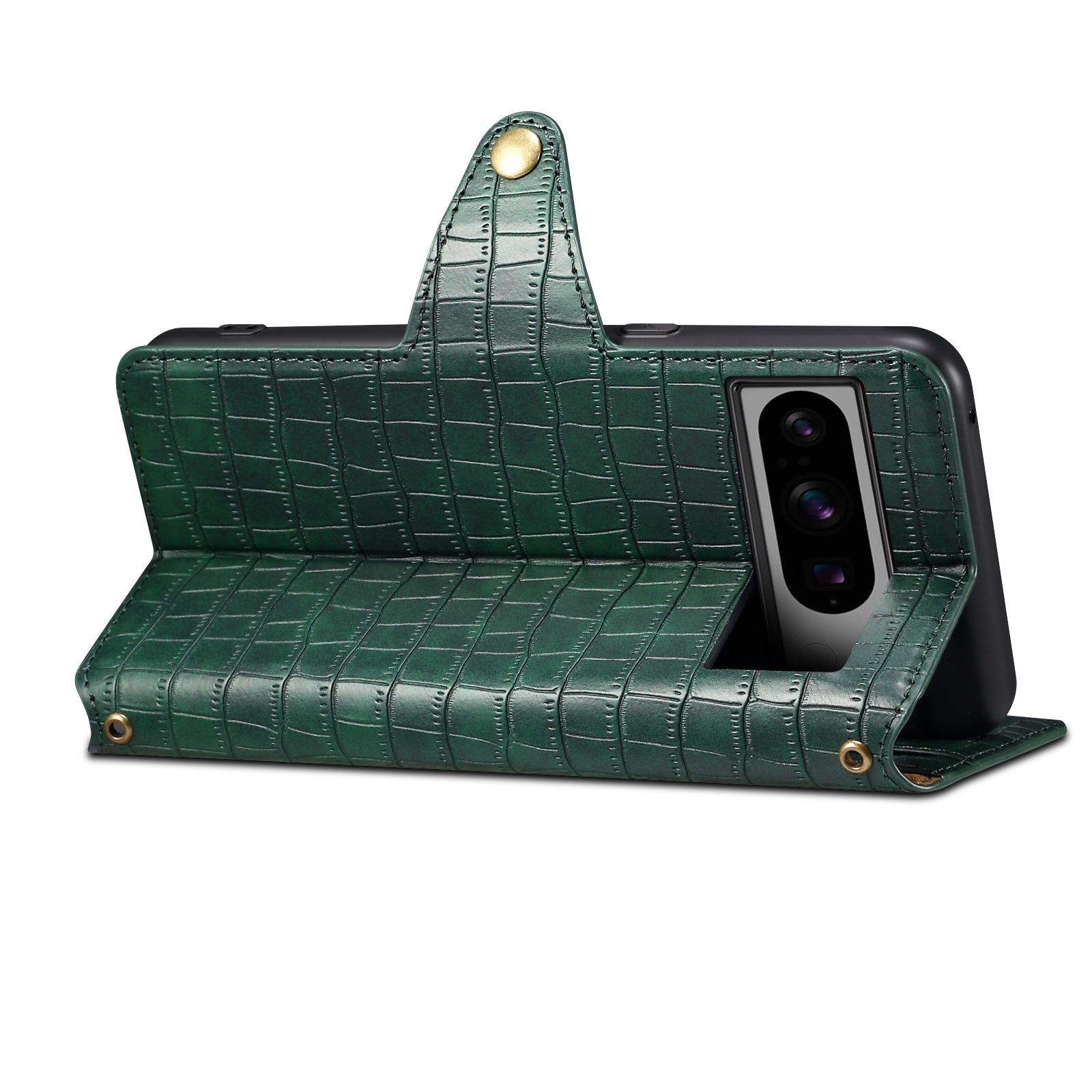 Crocodile PU Leather Google Cover Wallet Phone Case(Green)