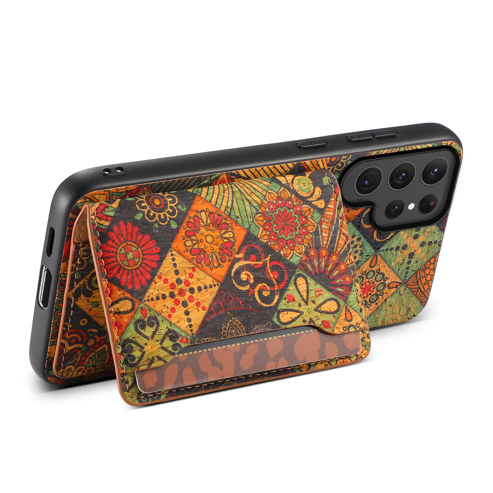 Magnetic Wooden Wallet Phone Case (Yellow)