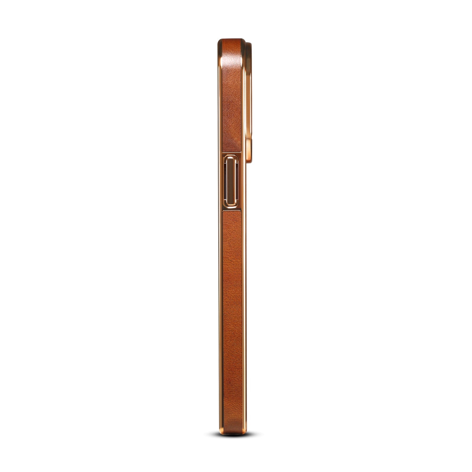 iPhone Top Layer Cowhide Electroplated Border Anti Drop Genuine Leather Phone Case(Brown)