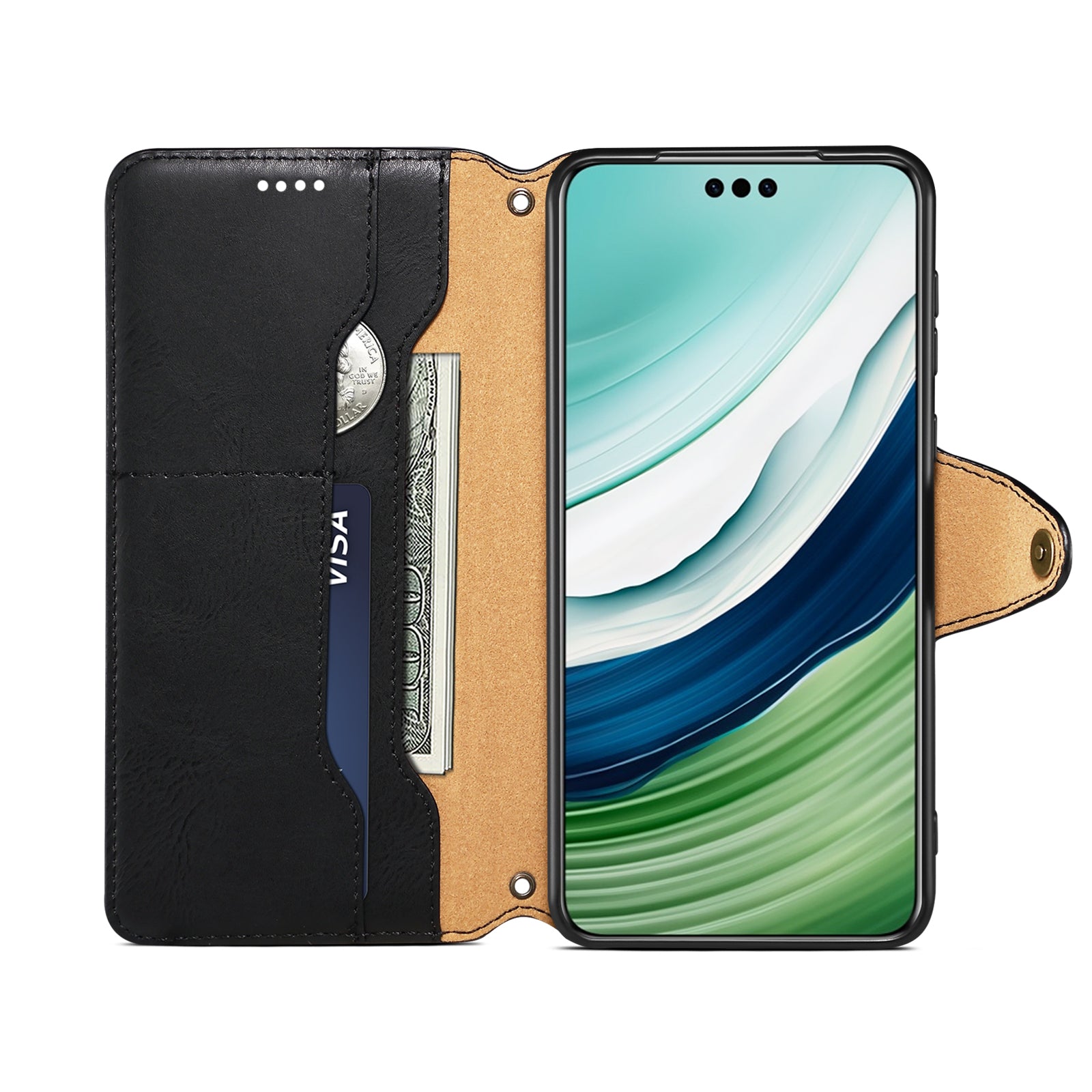 Huawei Simple PU Leather Flip Card Wallet Stand Phone Case(Black)