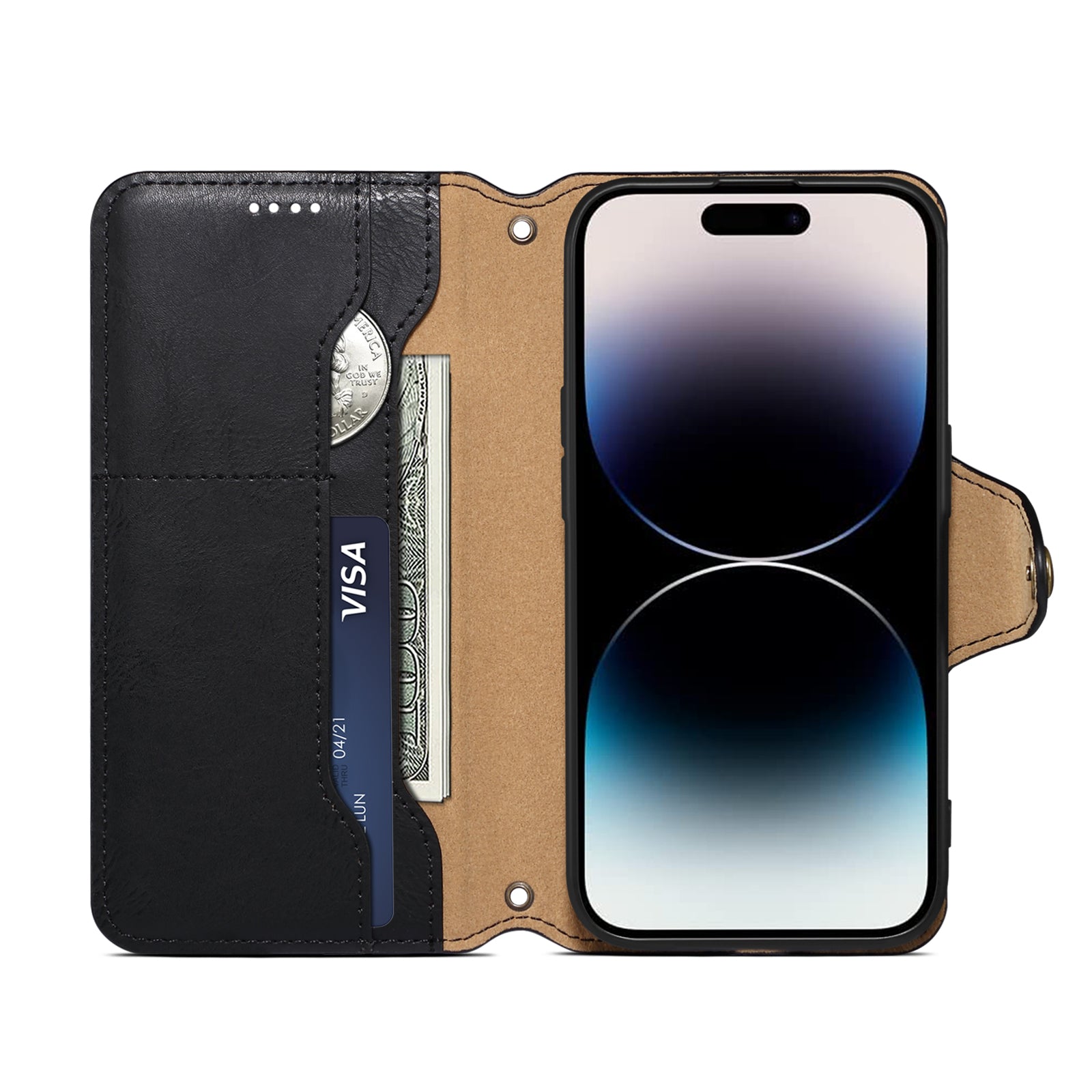 IPhone Simple PU Leather Flip Card Wallet Stand Phone Case(Black)