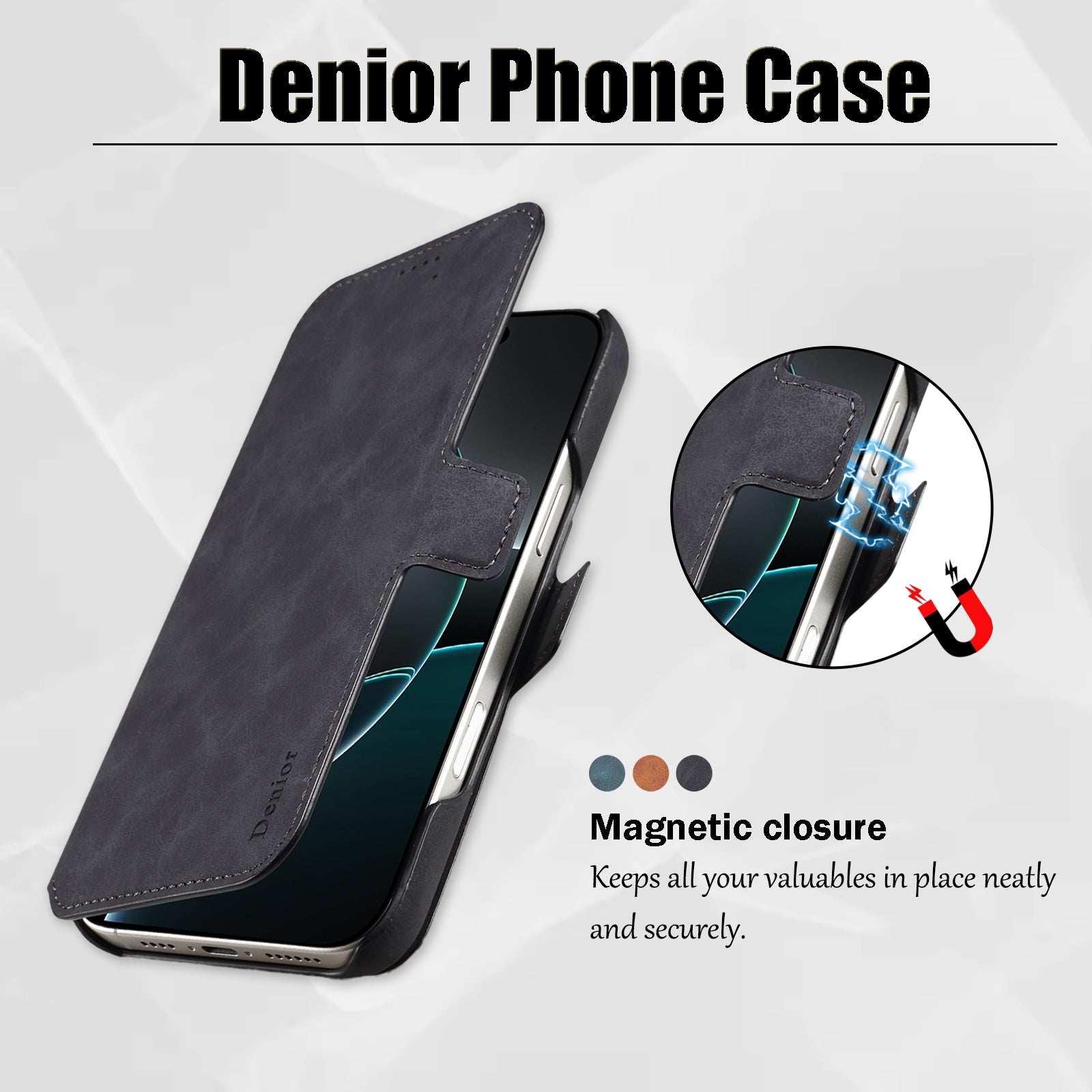 2IN1 Detachable Magnetic iPhone Phone Case & Card Pocket(Black)