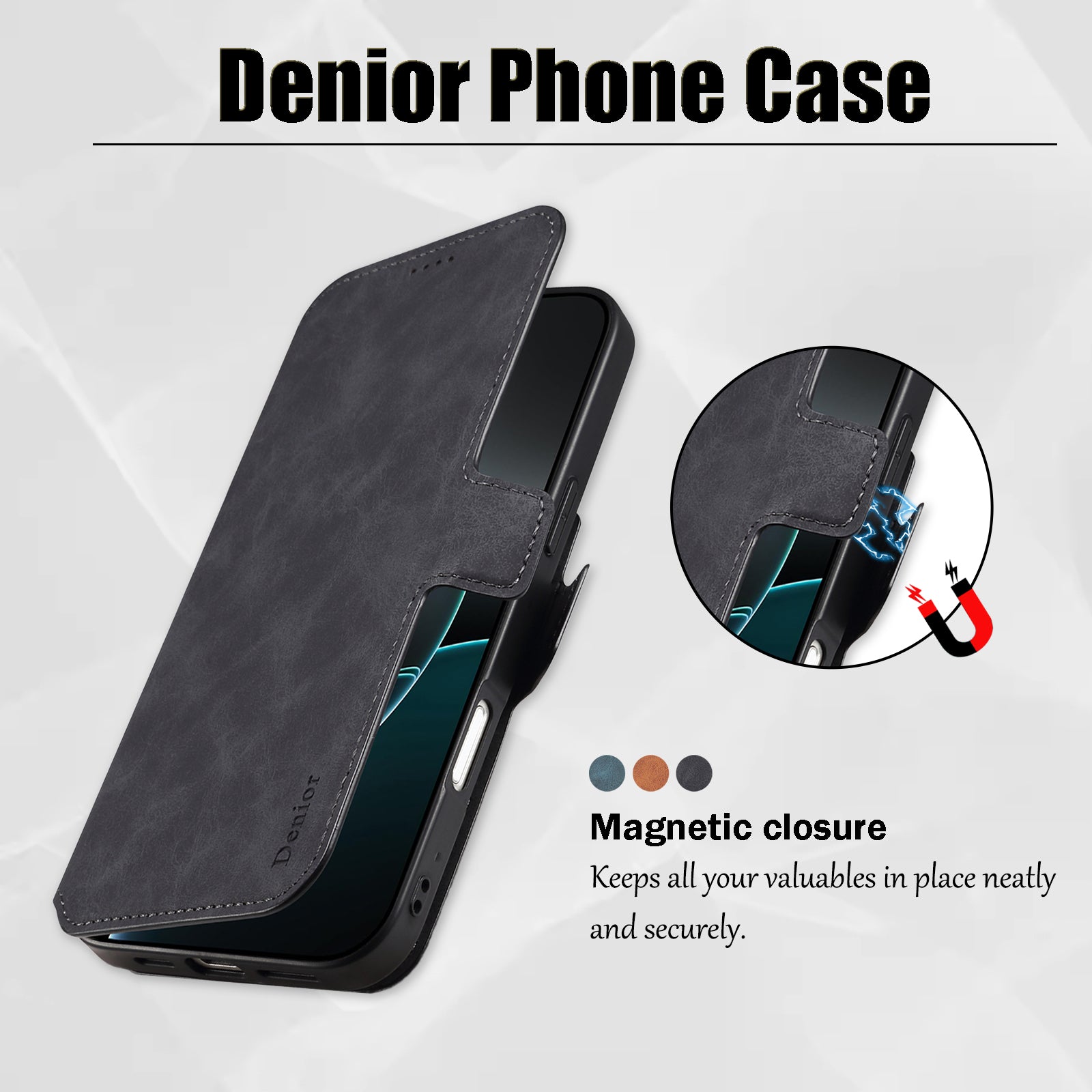 2IN1 Detachable Magnetic iPhone Phone Case & Card Pocket(Black)