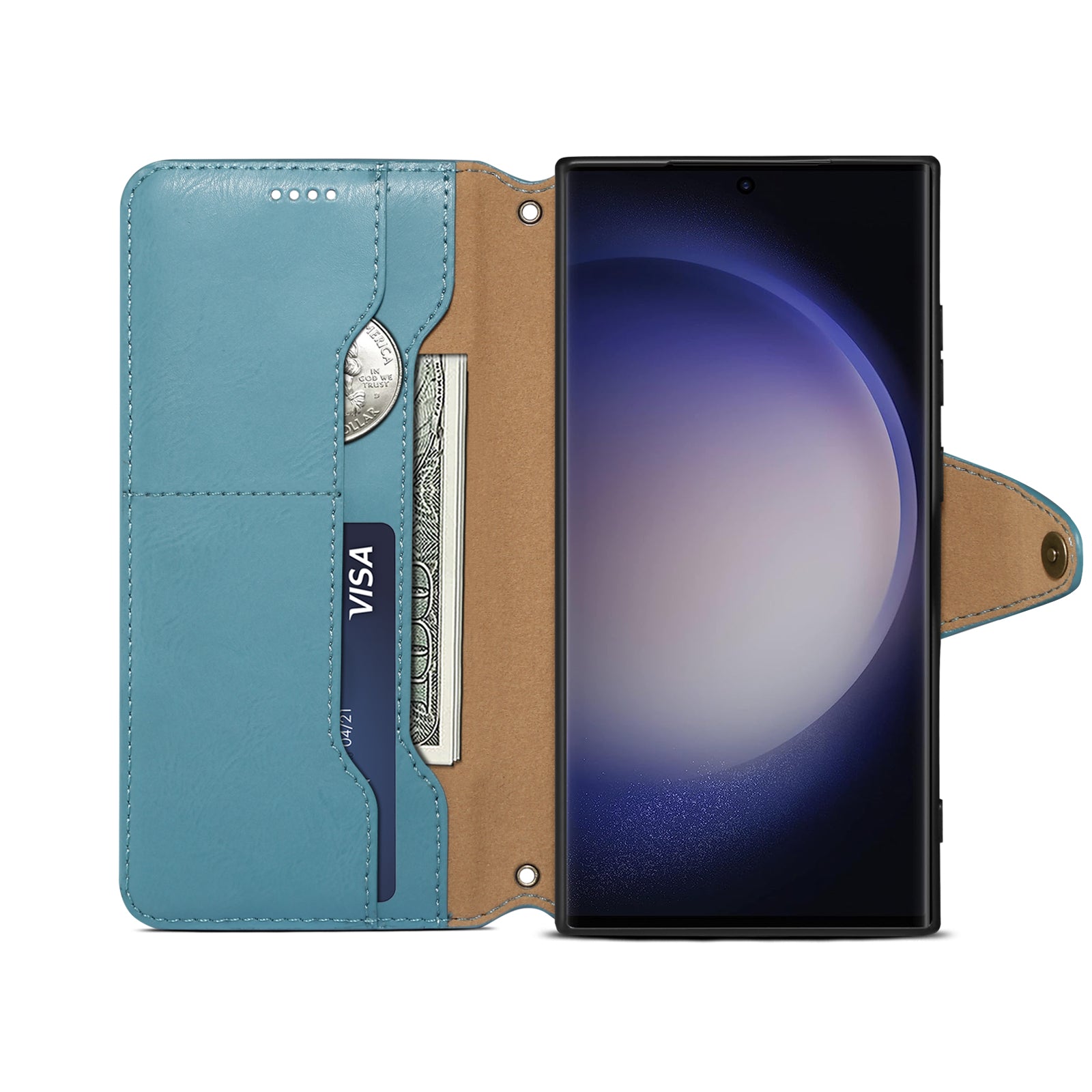 Samsung Simple PU Leather Flip Card Wallet Stand Phone Case(Blue)
