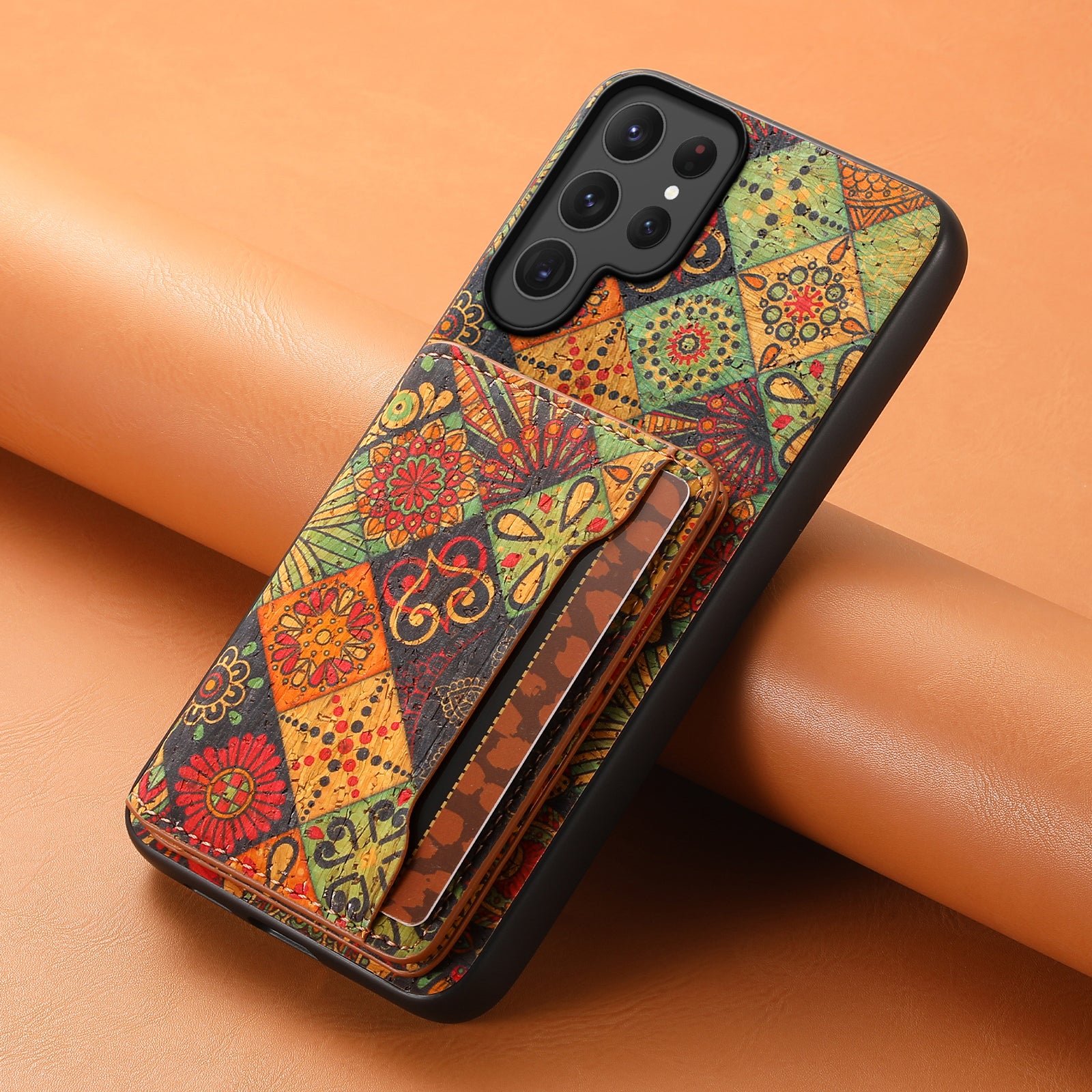 Magnetic Wooden Wallet Phone Case (Yellow)