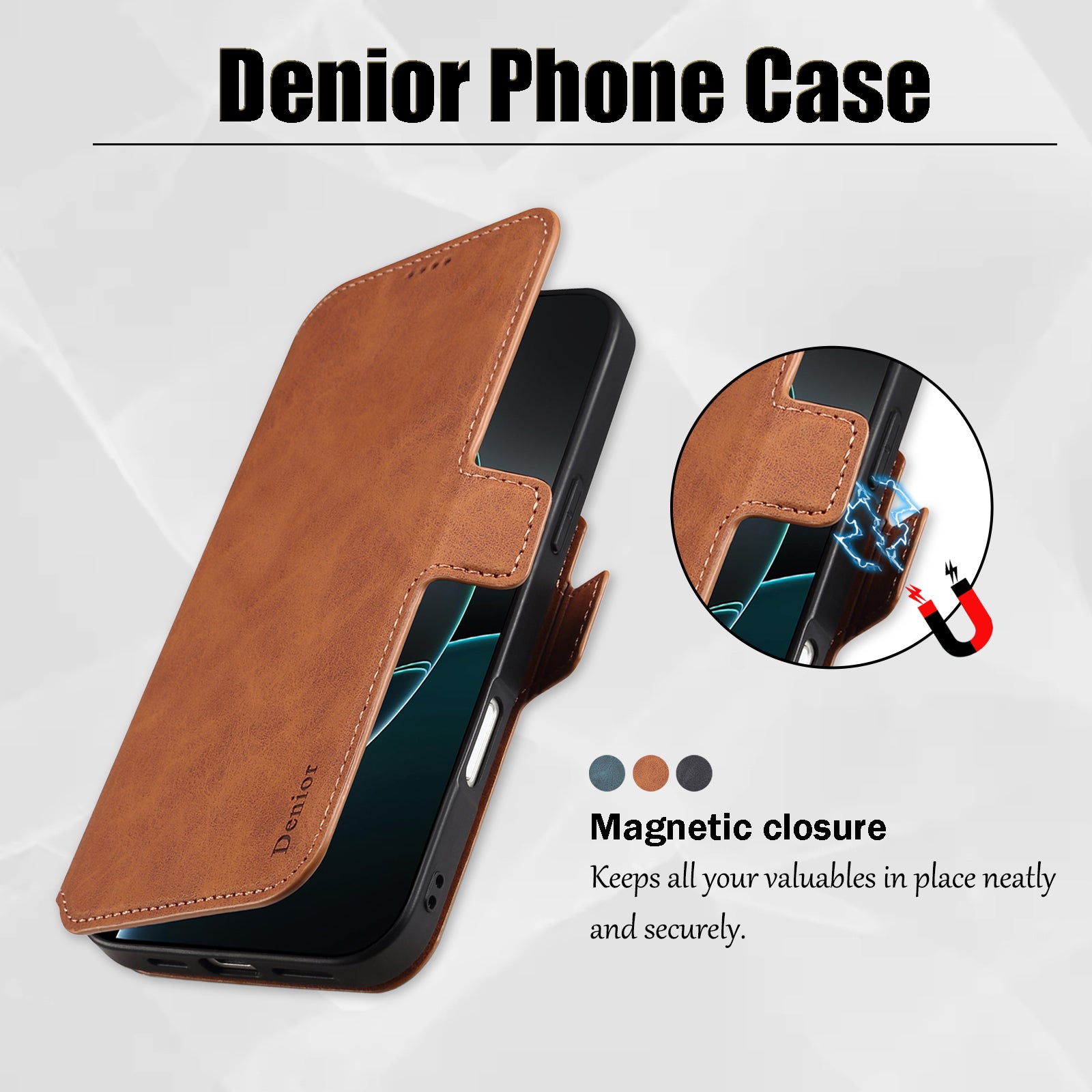 2IN1 Detachable Magnetic iPhone Phone Case & Card Pocket(Brown)