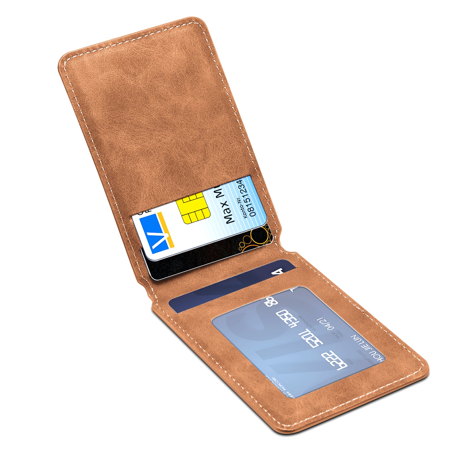 RFID Magnetic Slim Credit Card Bag(Brown)