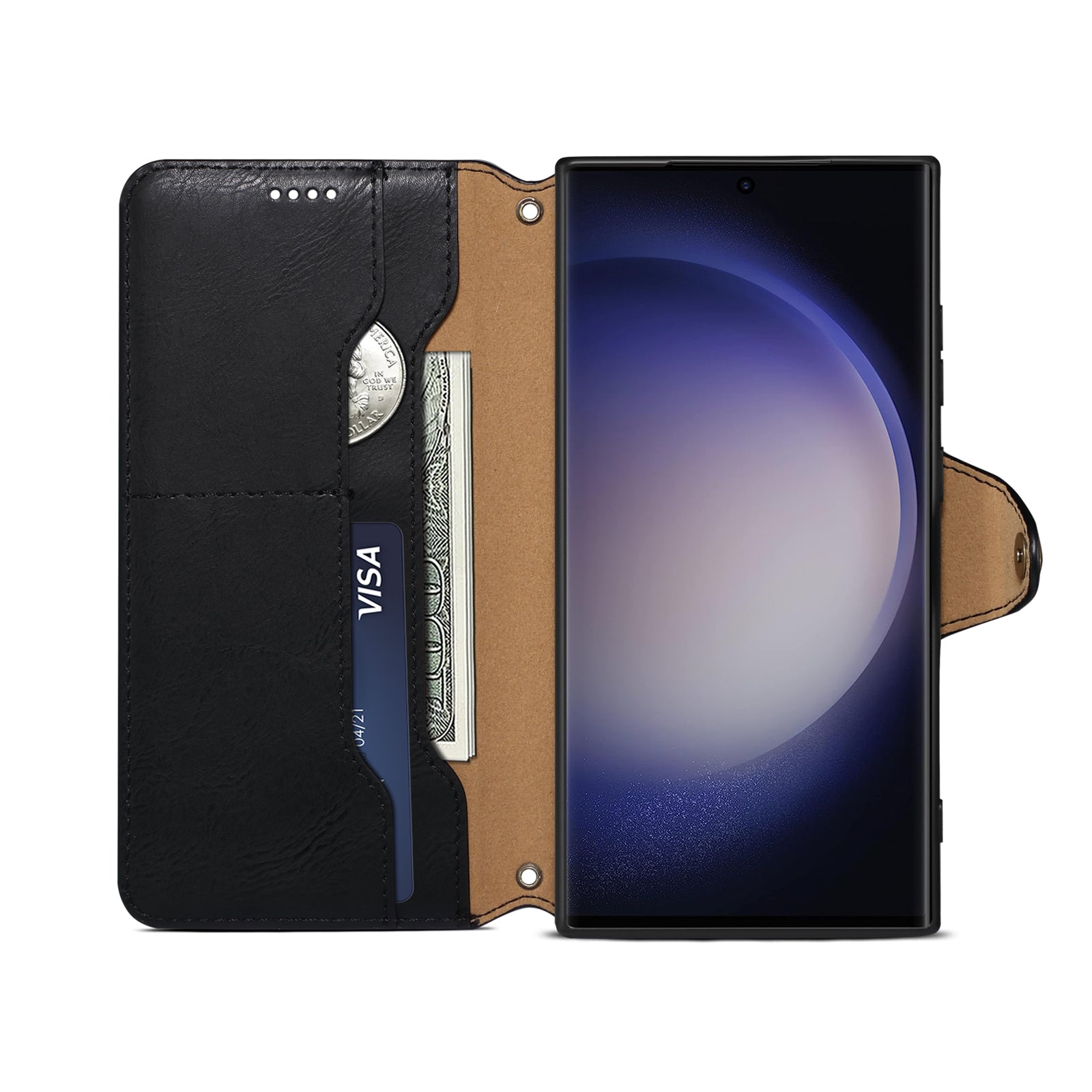Samsung Simple PU Leather Flip Card Wallet Stand Phone Case(Black)