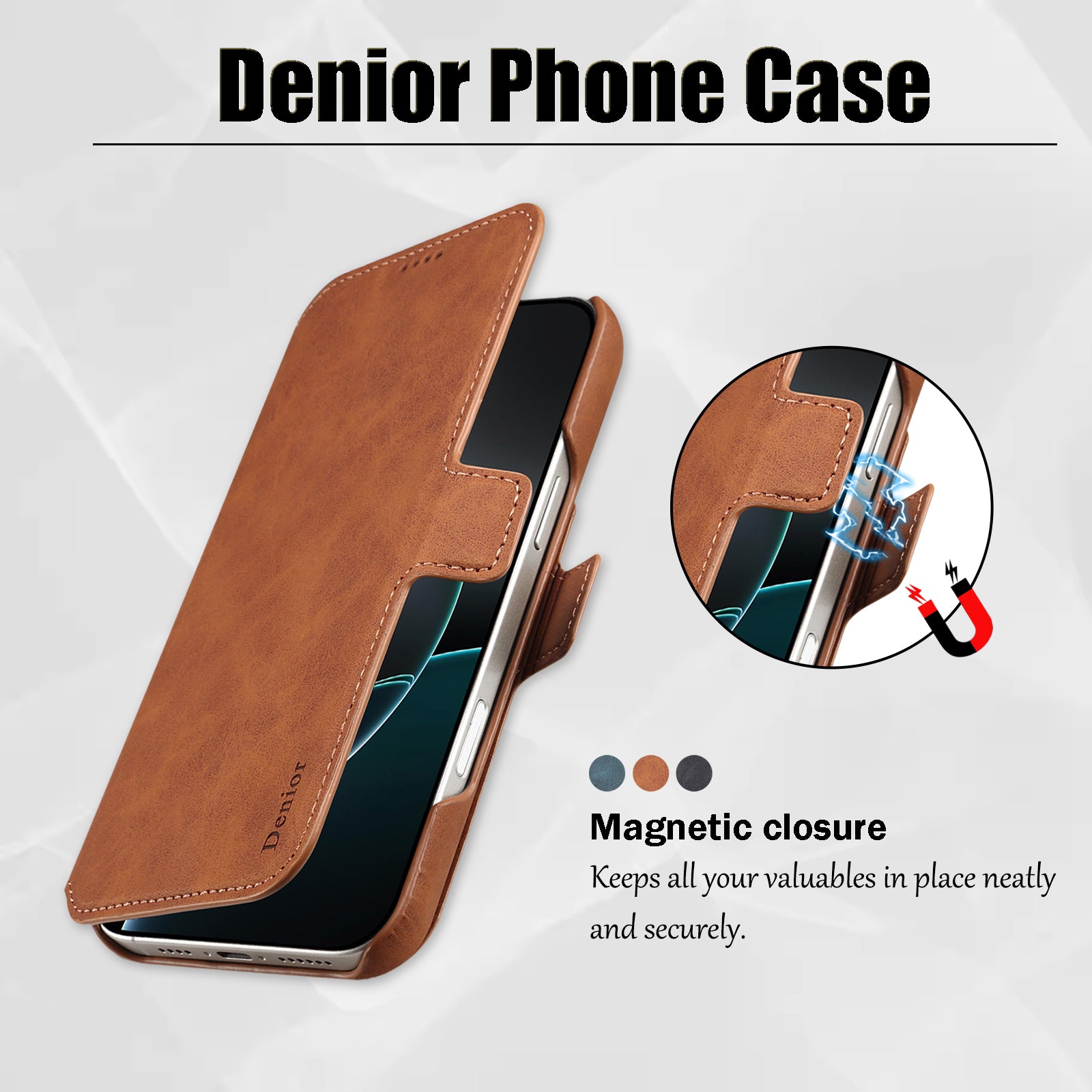 2IN1 Detachable Magnetic iPhone Phone Case & Card Pocket(Brown)