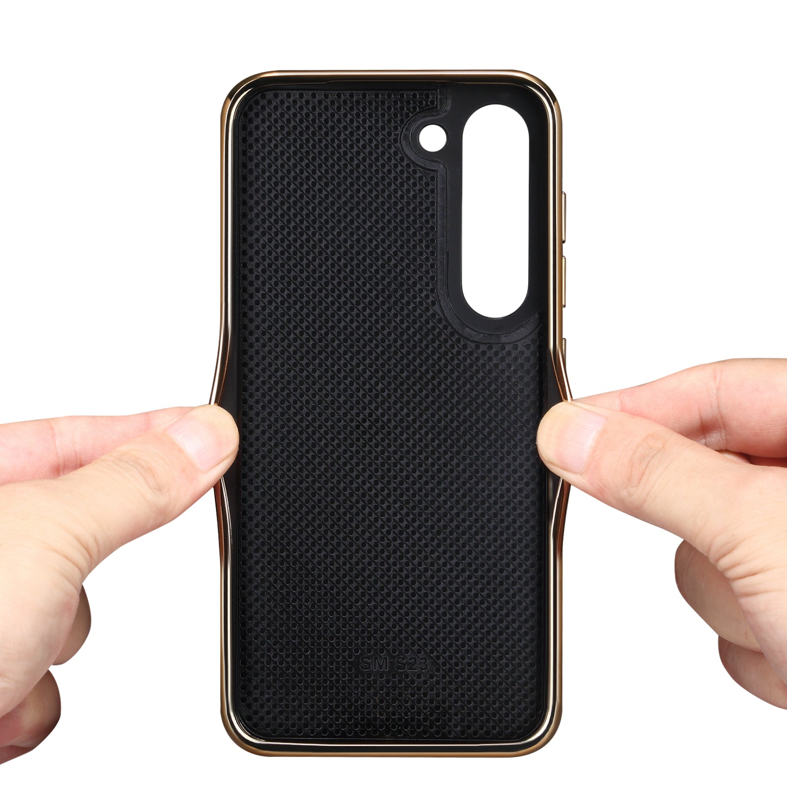 Samsung Top Layer Cowhide Electroplated Border Anti Drop Genuine Leather Phone Case(Black)