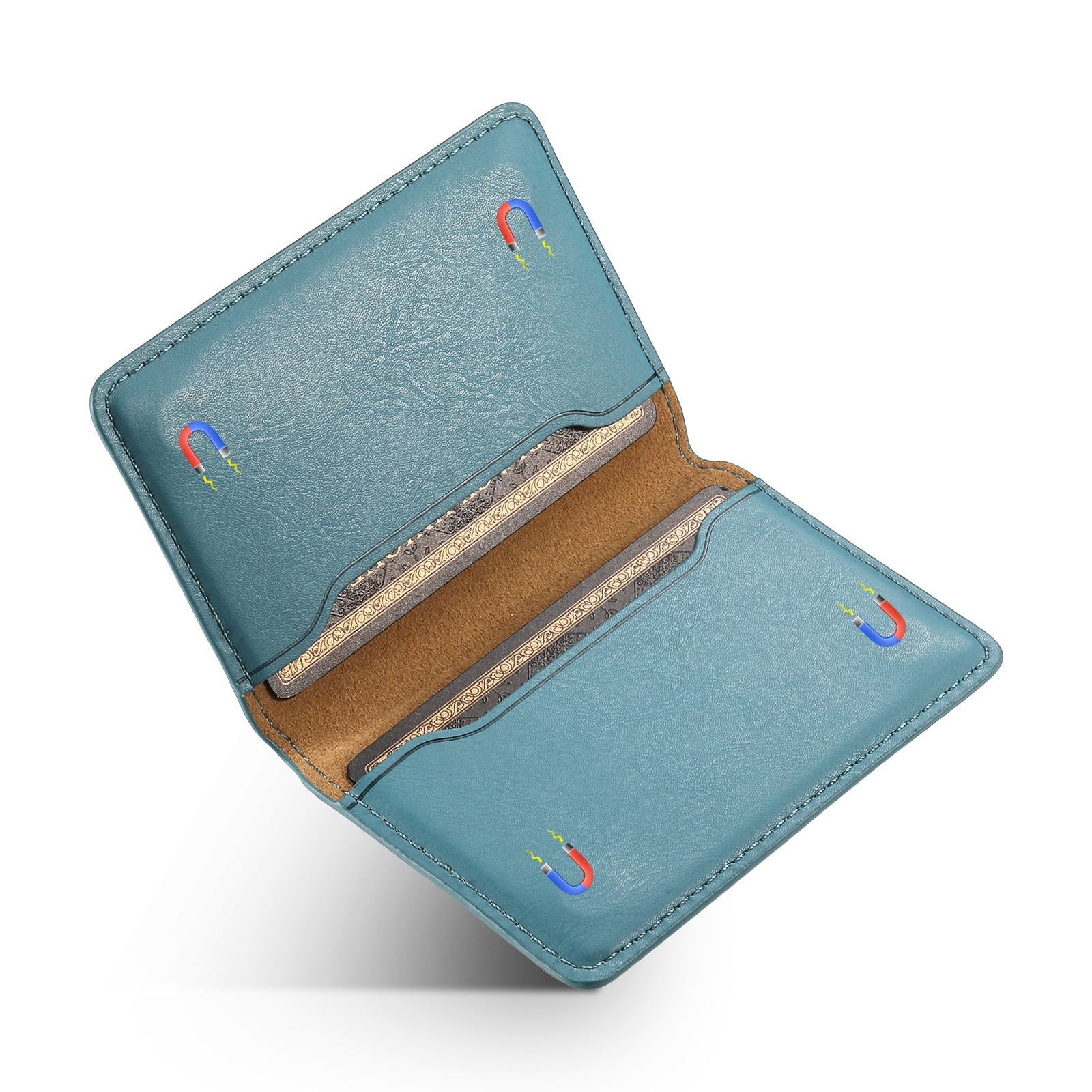 Magnetic Cowhide Pattern Credit Card Bag (Blue)