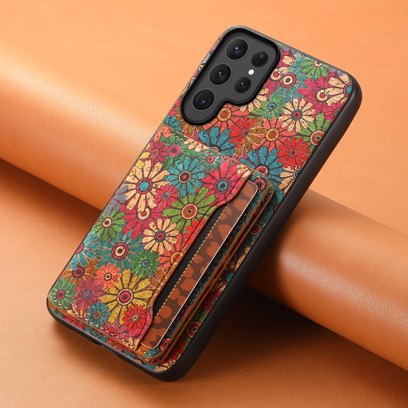 Magnetic Wooden Wallet Phone Case & Card Bag(Green)