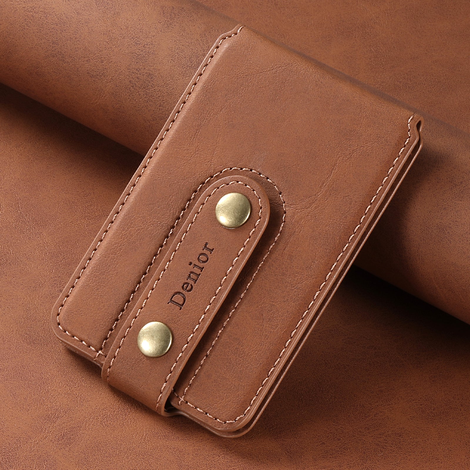 Magnetic Bracket Slim Credit Card Bag(Brown)