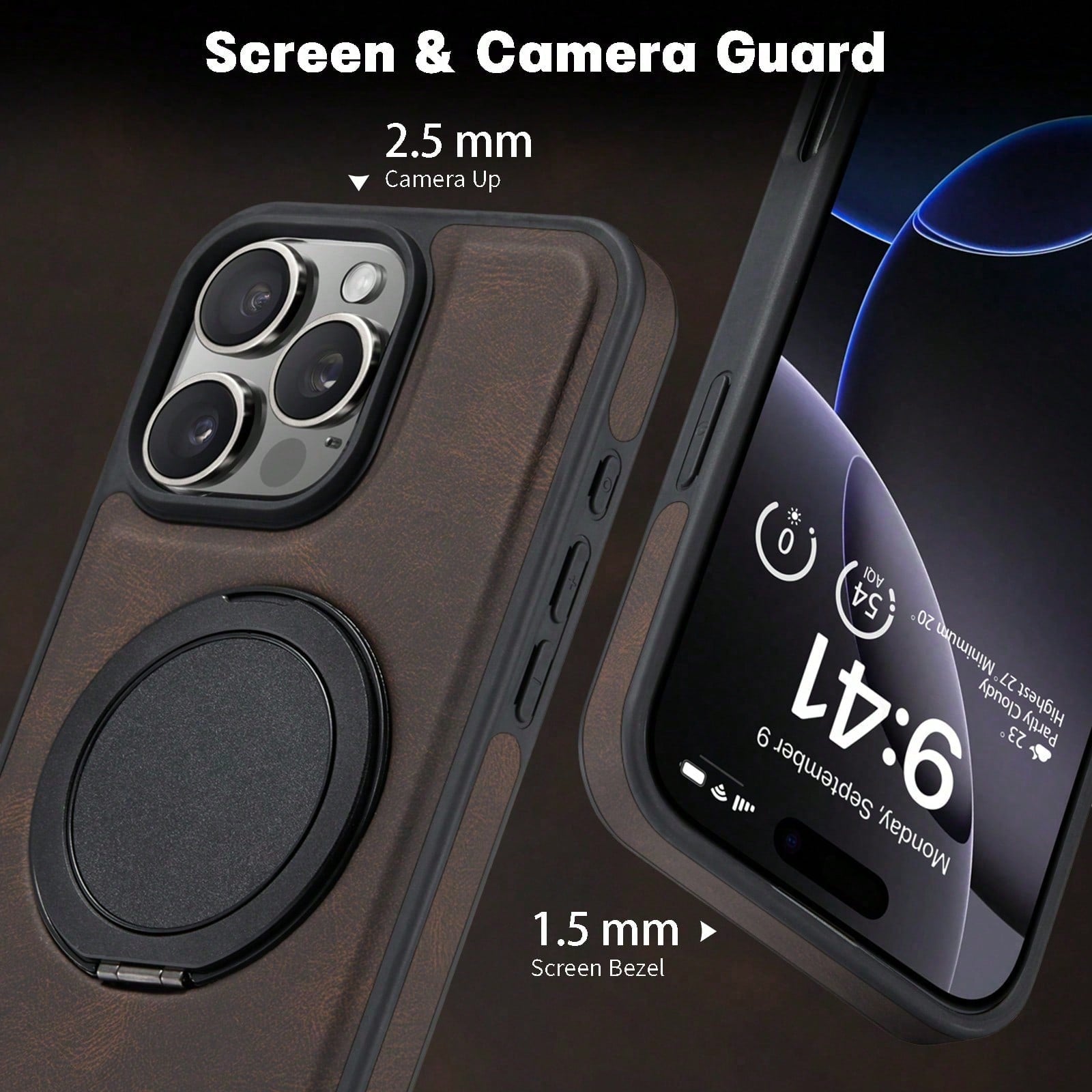 Rotatable Kickstand Case For iPhone 16-12 Series (Brown)