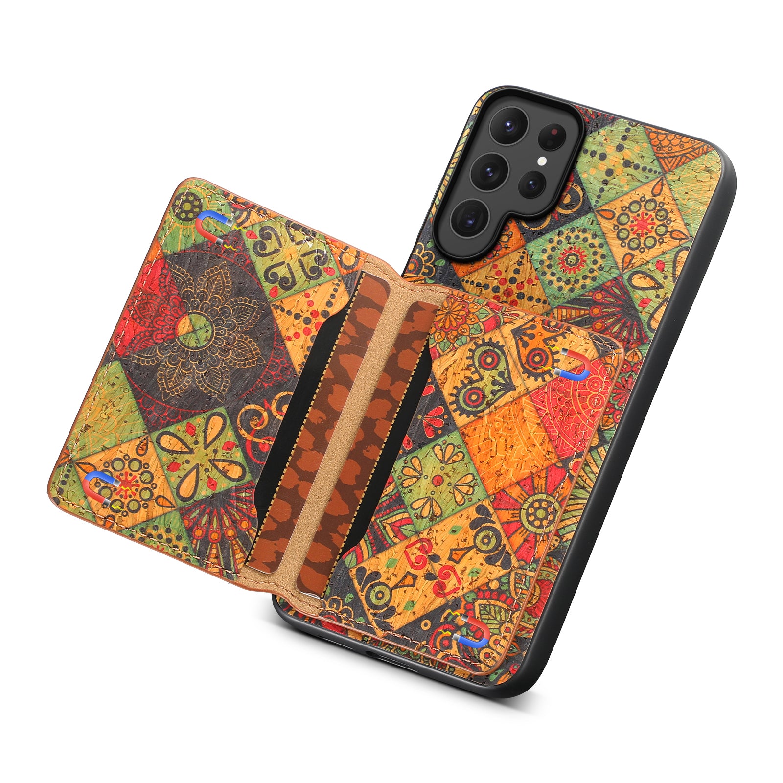 Magnetic Wooden Wallet Phone Case (Yellow)