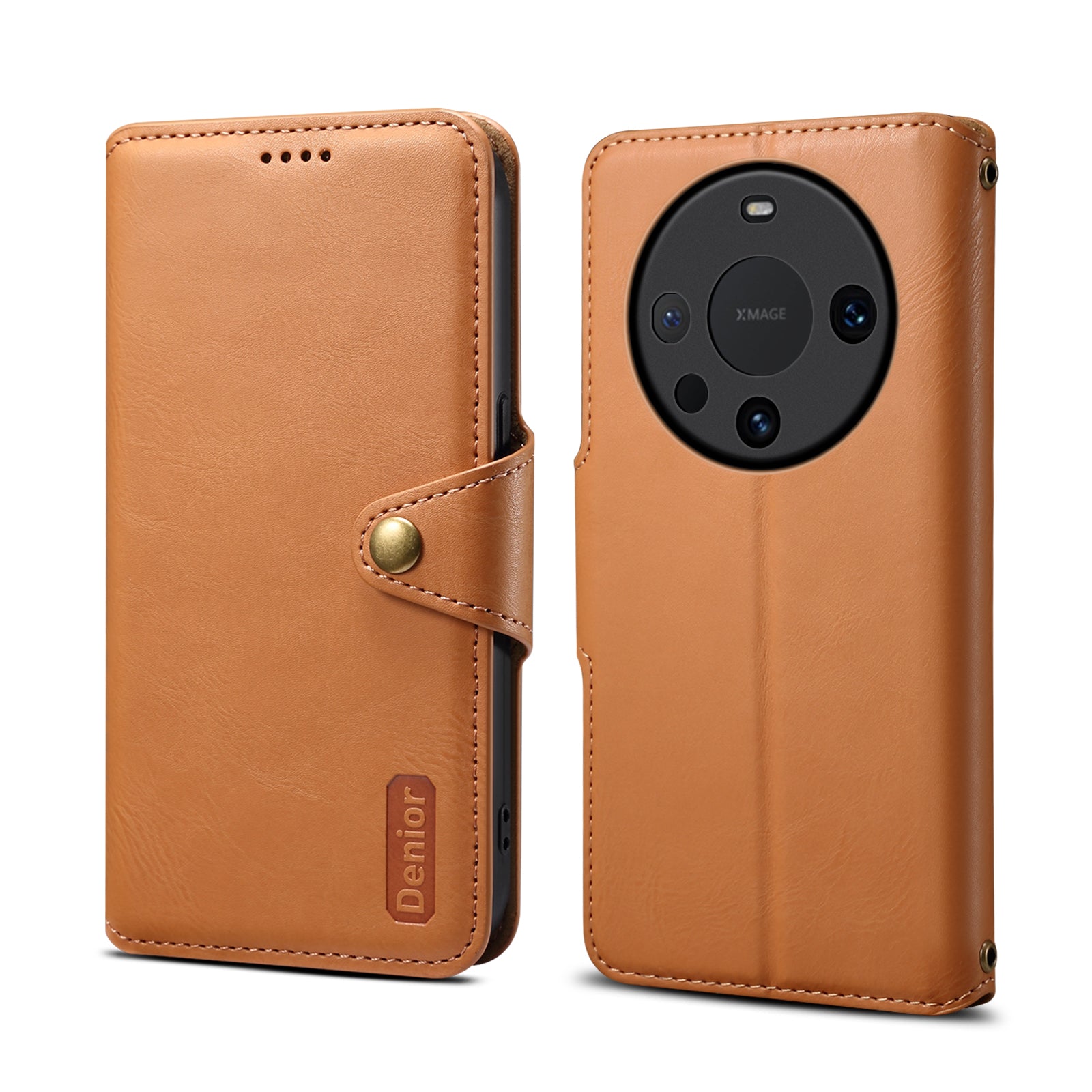 Huawei Simple PU Leather Flip Card Wallet Stand Phone Case(Khaki)