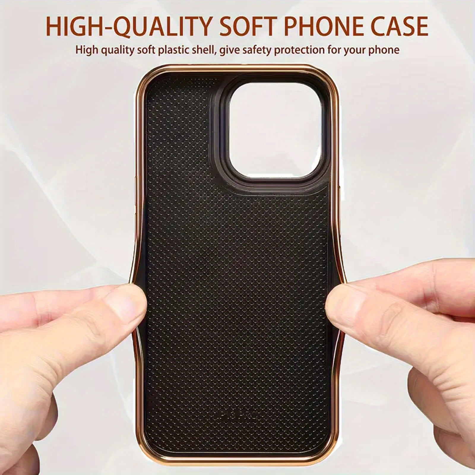 iPhone 15-12 Series Top Layer Cowhide Electroplated Border Anti Drop Genuine Leather Phone Caseļ¼Blackļ¼