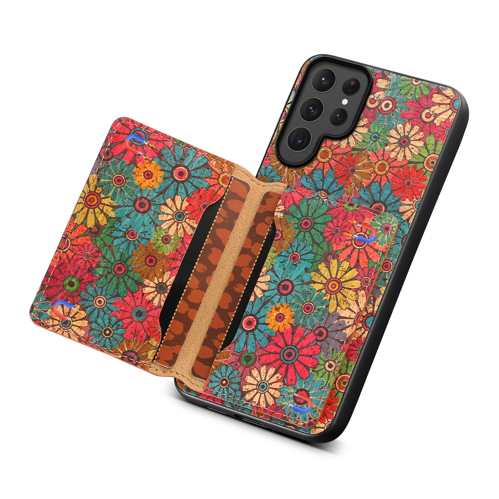 Magnetic Wooden Wallet Phone Case & Card Bag(Green)