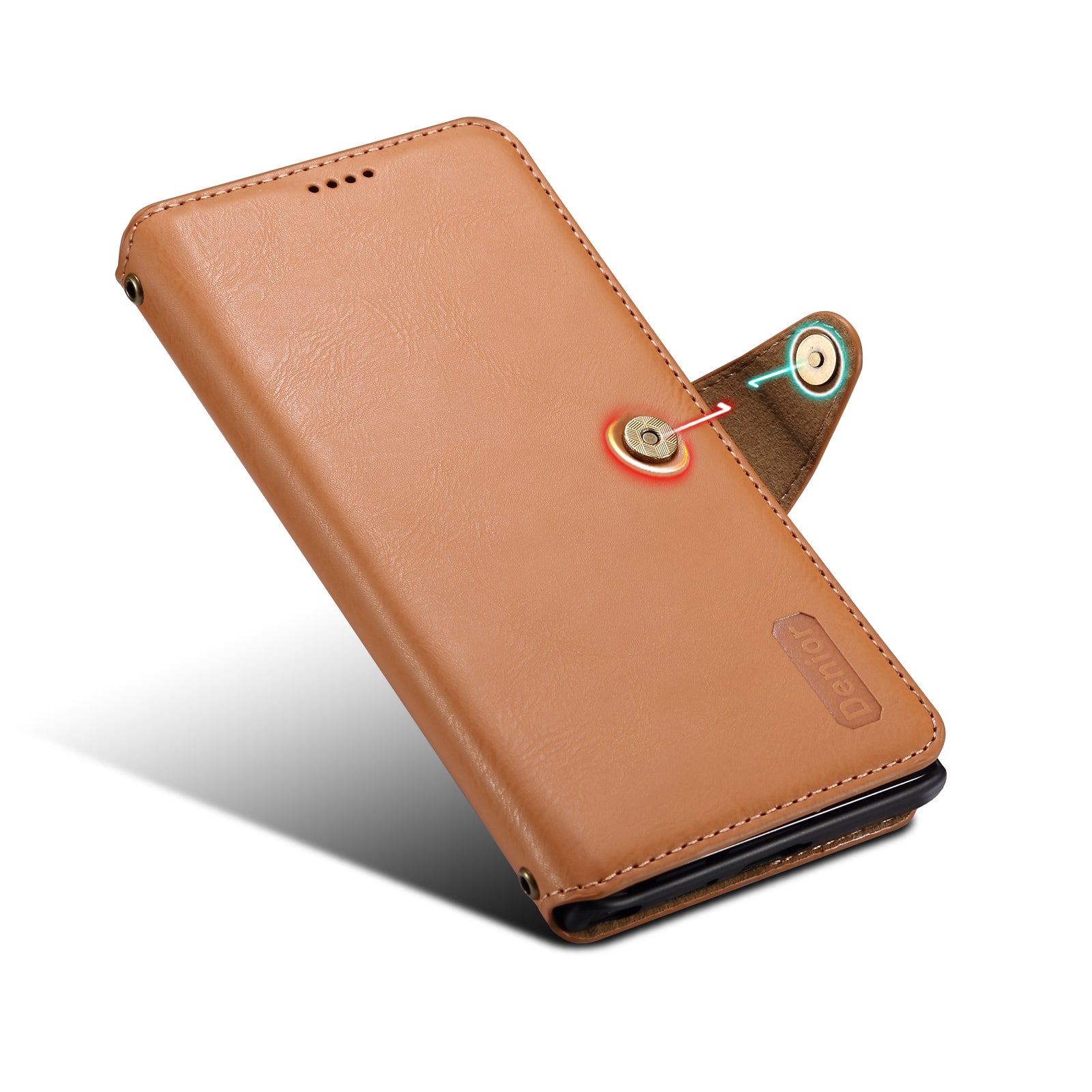 Samsung Simple PU Leather Flip Card Wallet Stand Phone Case(Khaki)