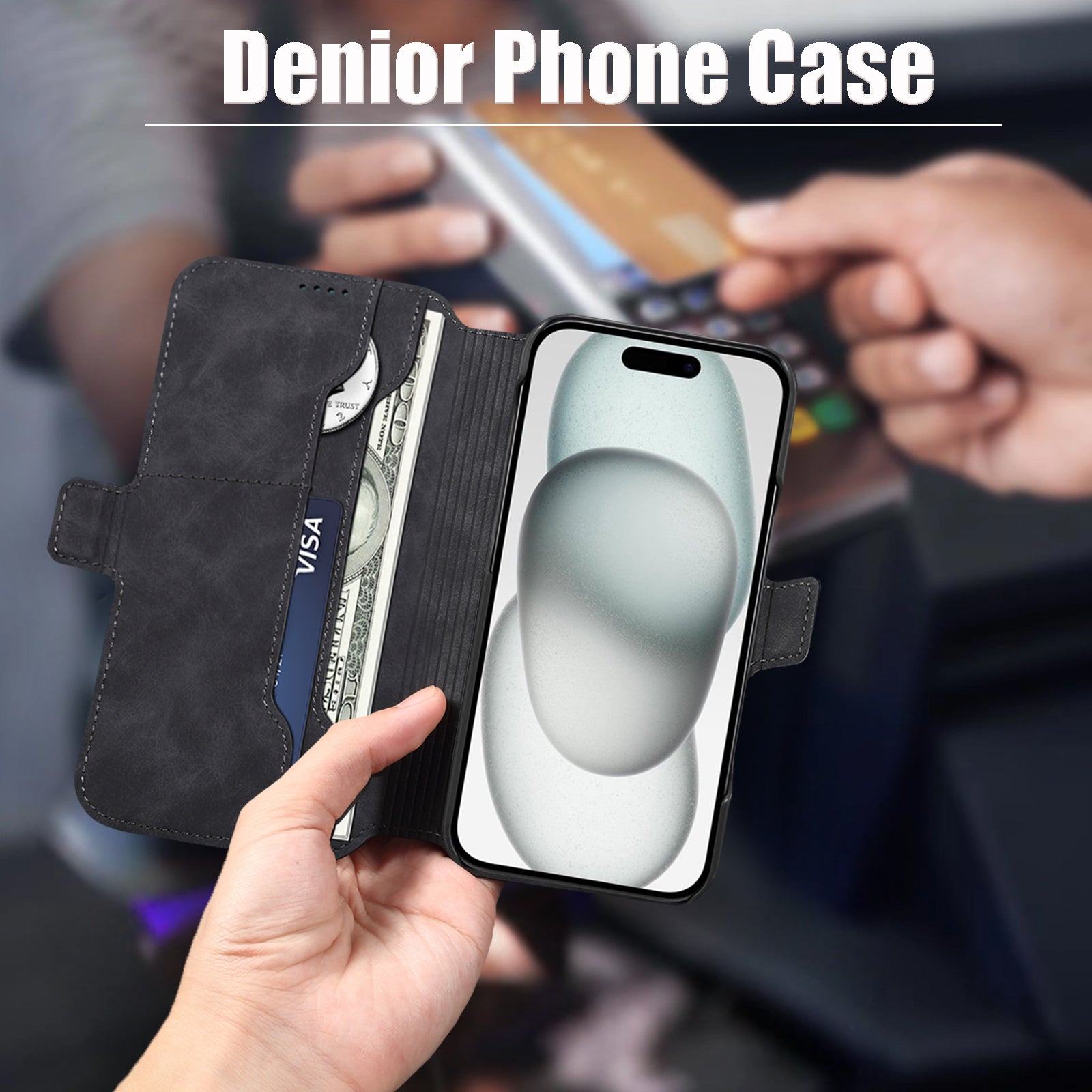 2IN1 Detachable Magnetic iPhone Phone Case & Card Pocket(Black)