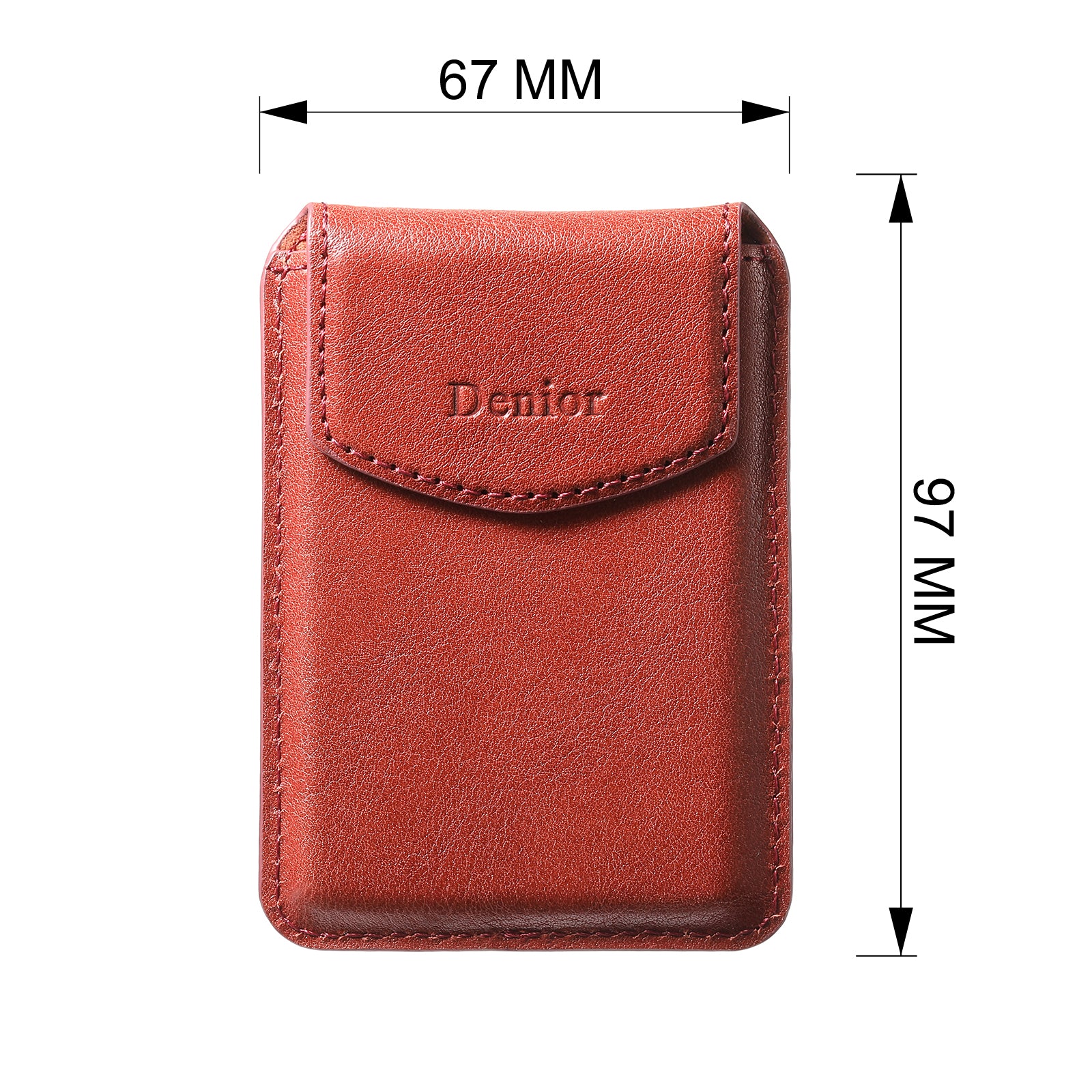 Magnetic Genuine Leather Bracket Credit Card Bag(Red)