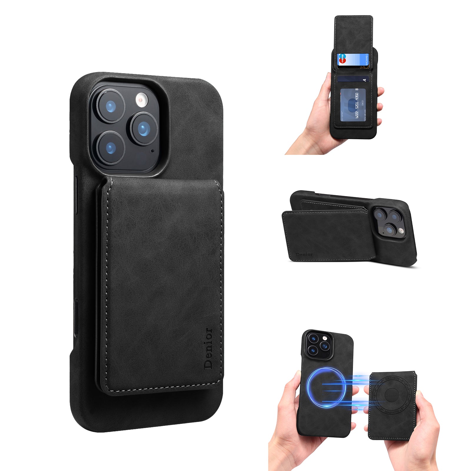 iPhone Series 2IN1 Magnetic Case & RFID Card Bag(Black)