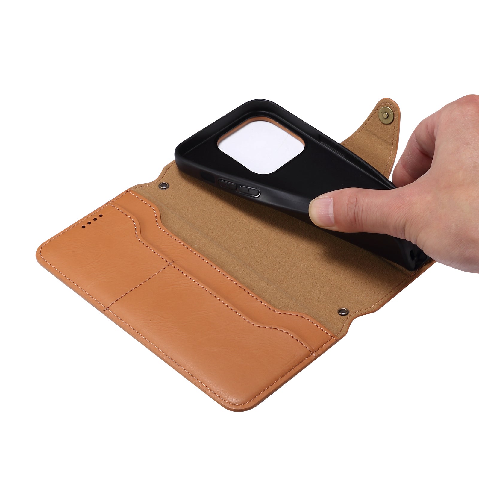 IPhone Simple PU Leather Flip Card Wallet Stand Phone Case(Black)