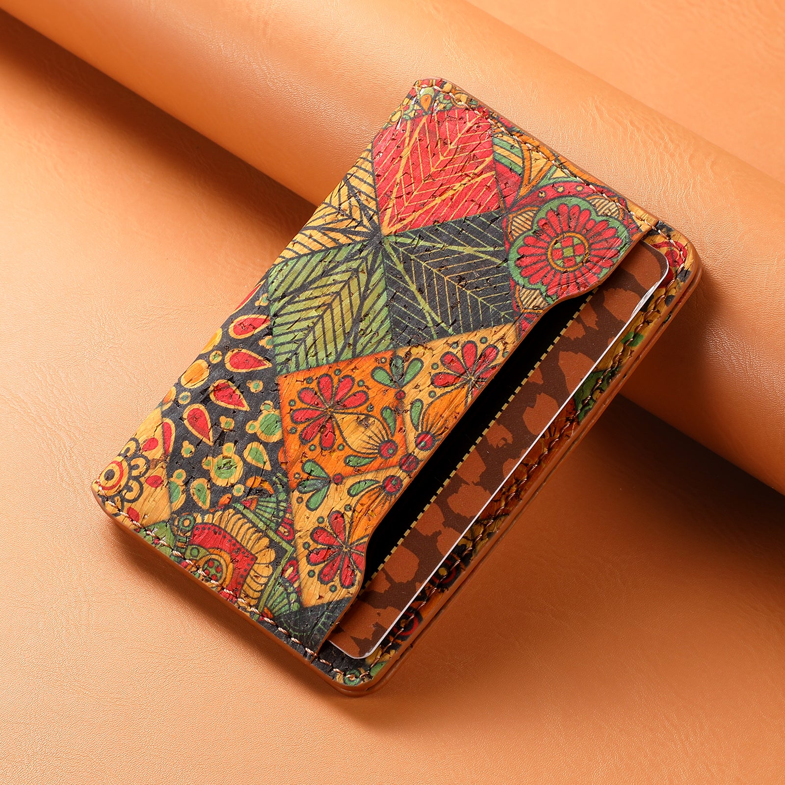 Cork Bracket Ultra-Thin Credit Card Bag(Yellow)