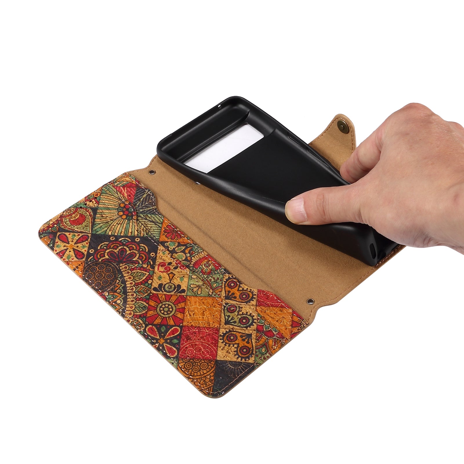 Google Flower Language Cork Flip Wallet Stand Leather Phone Case (Red)