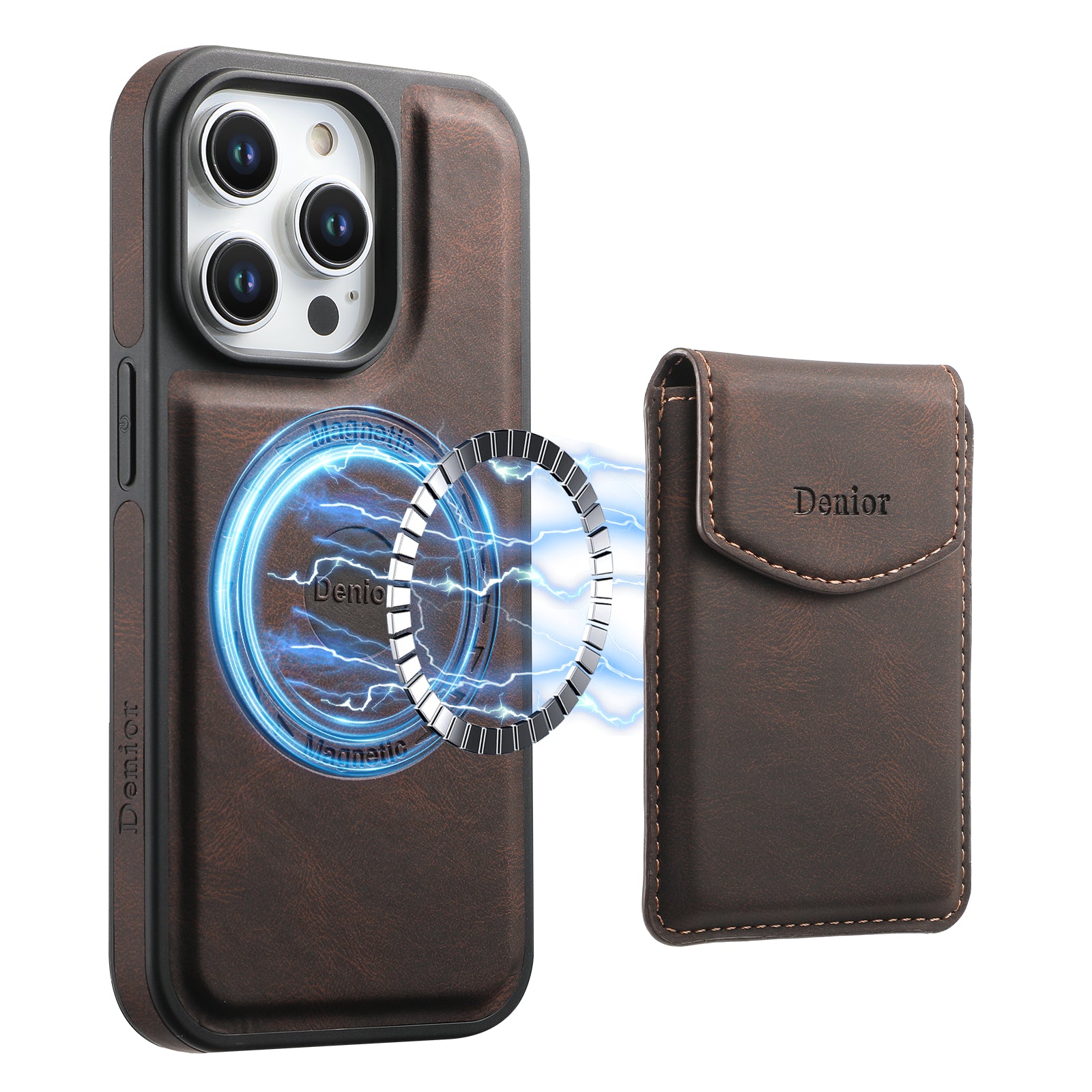 iPhone Series 2IN1 Magnetic Case & Card Bag(Brown)
