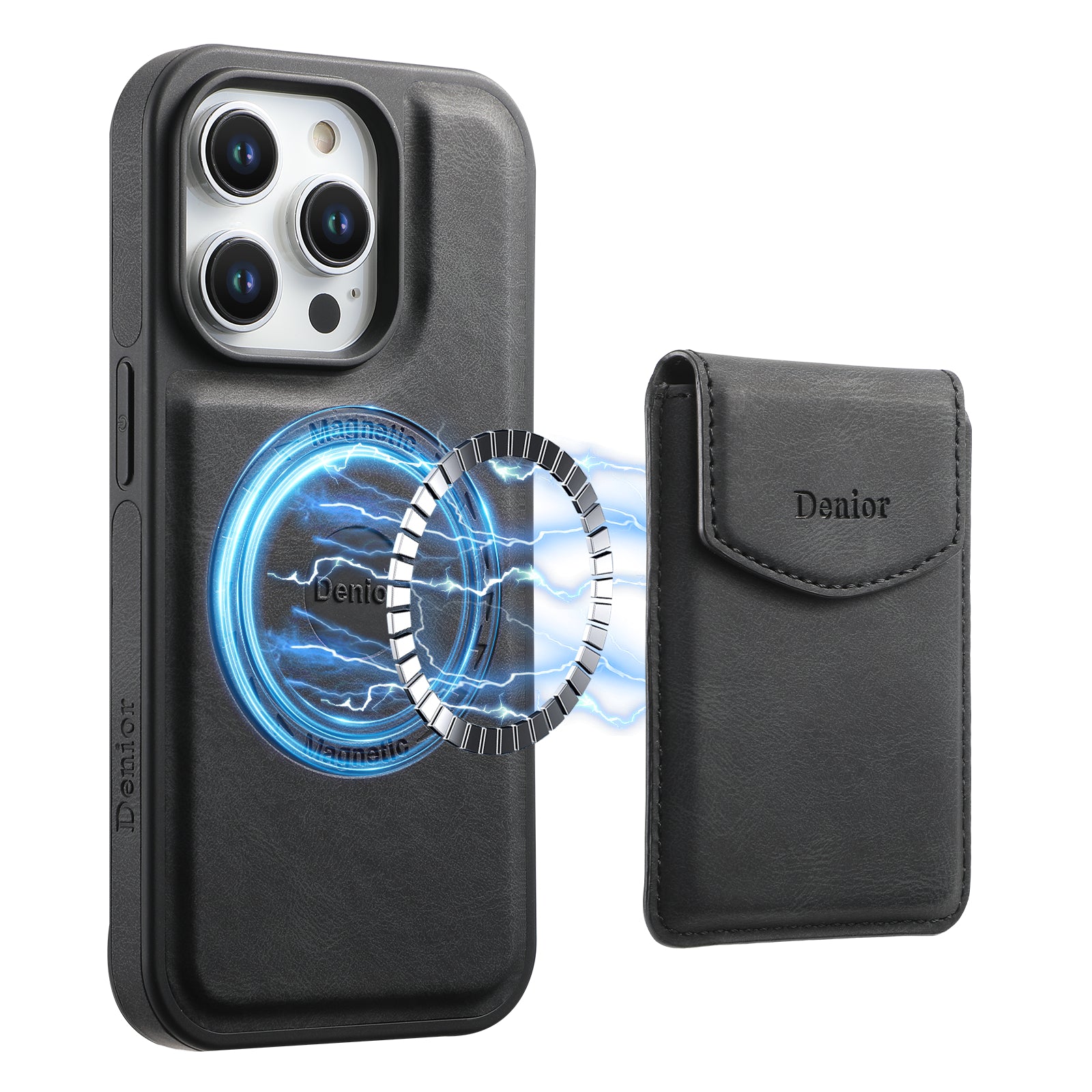 iPhone Series 2IN1 Magnetic Case & Card Bag(Black)