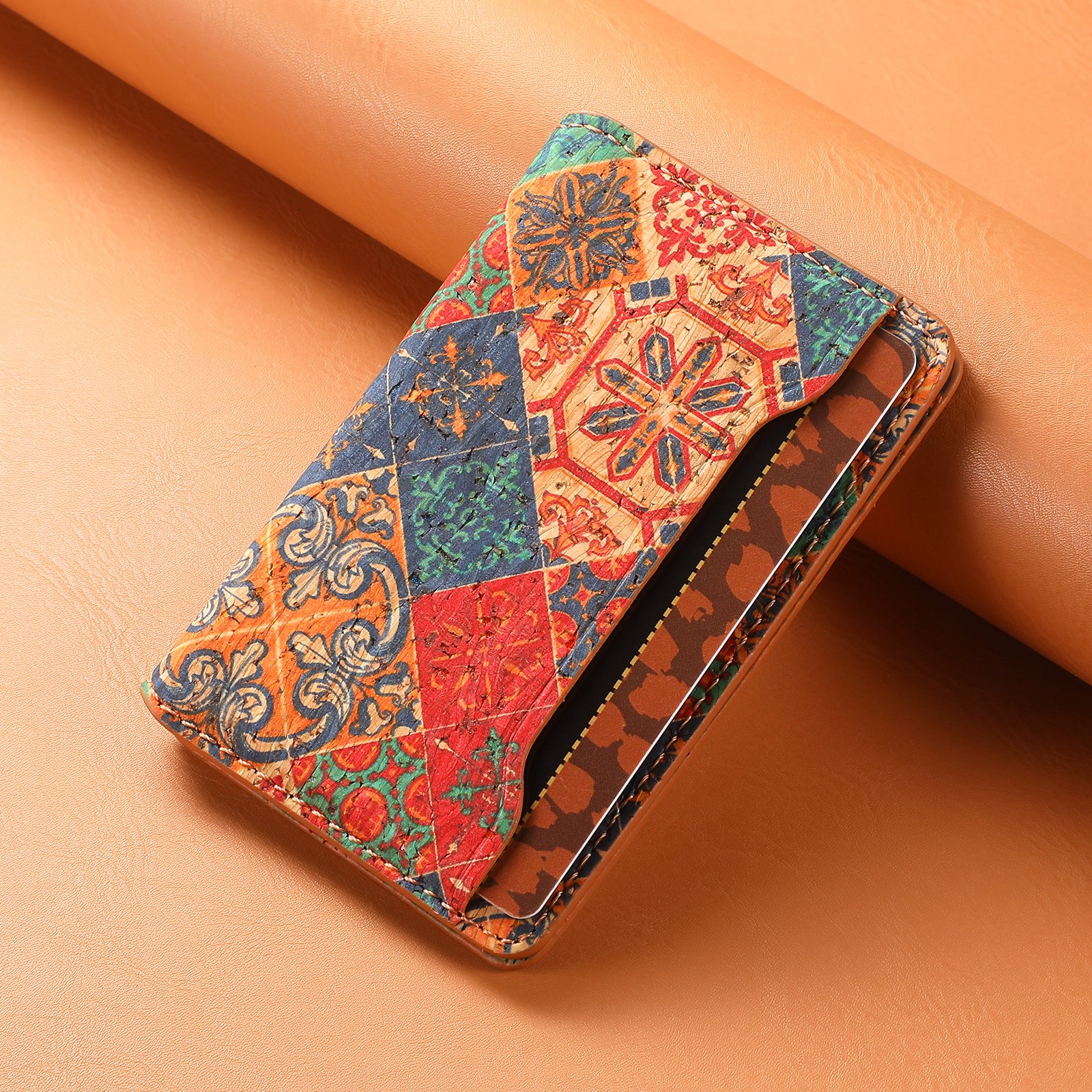 Cork Bracket Ultra-Thin Credit Card Bag(Blue)