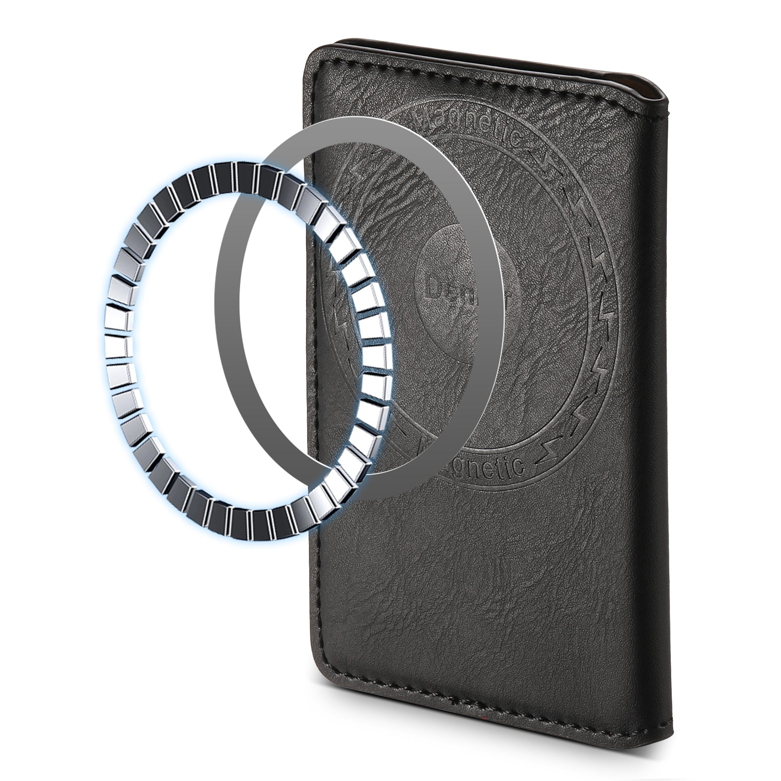 Magnetic Cowhide Pattern Credit Card Bag(Black)