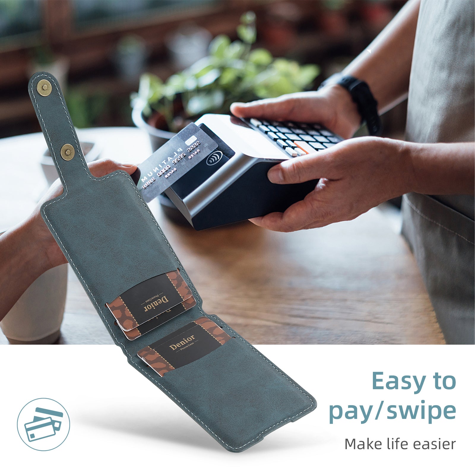 Magnetic Bracket Slim Credit Card Bag(Blue)