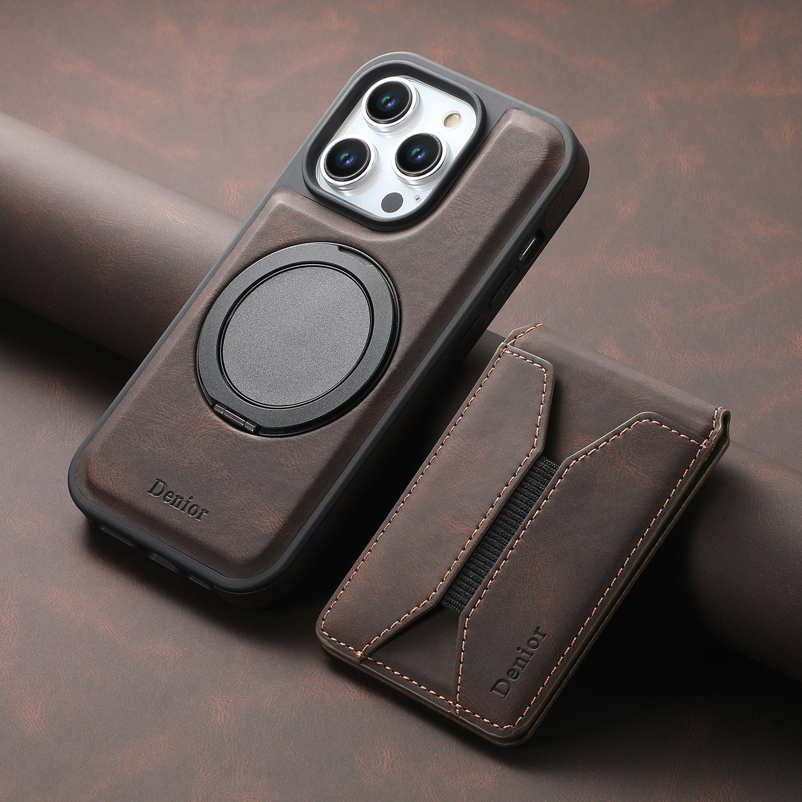 iPhone Series 2IN1 Magnetic Case & Card Bag(Brown)