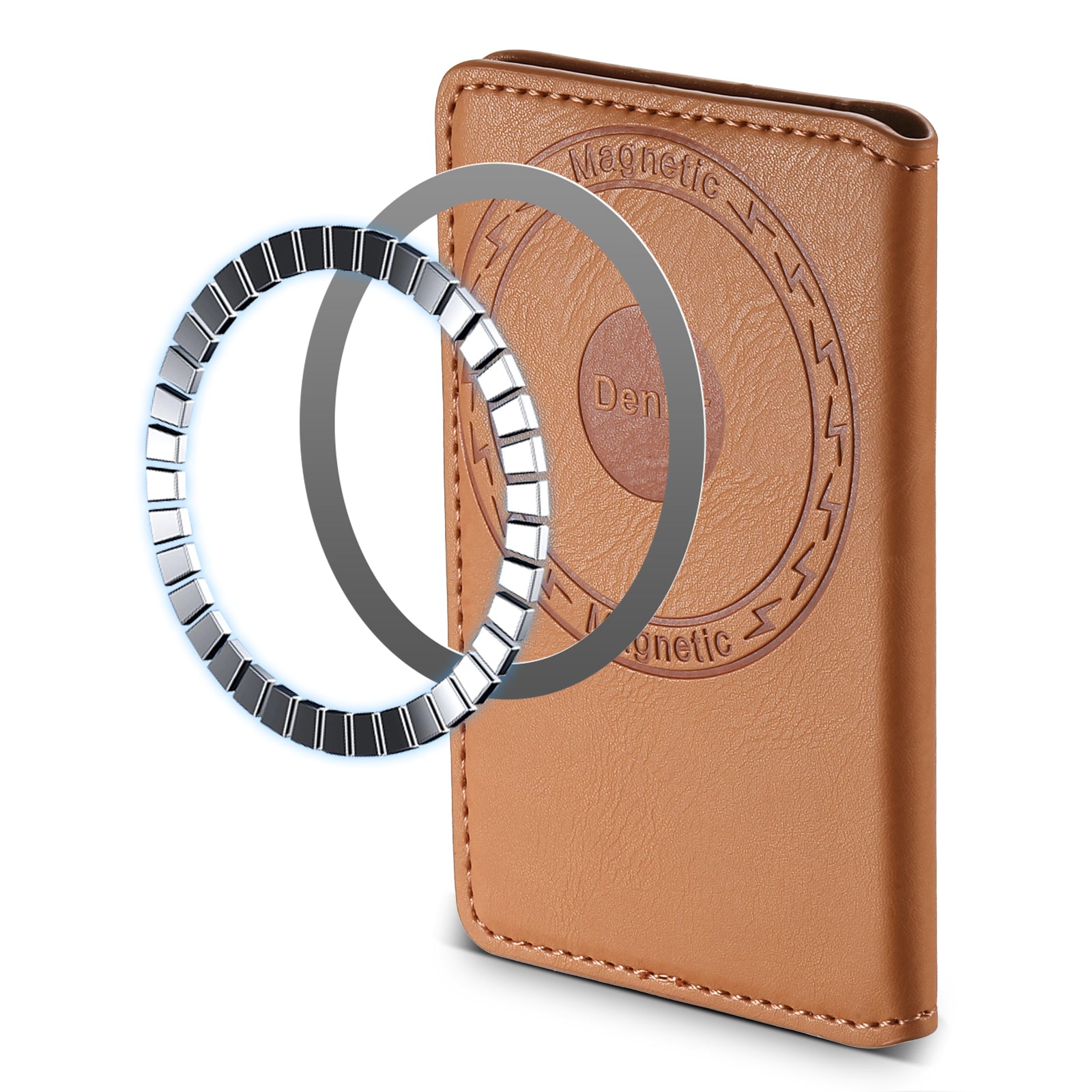 Magnetic Cowhide Pattern Credit Card Bag(Kahki)