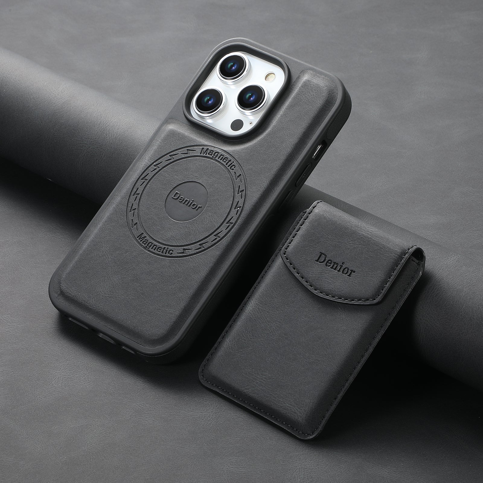 iPhone Series 2IN1 Magnetic Case & Card Bag(Black)