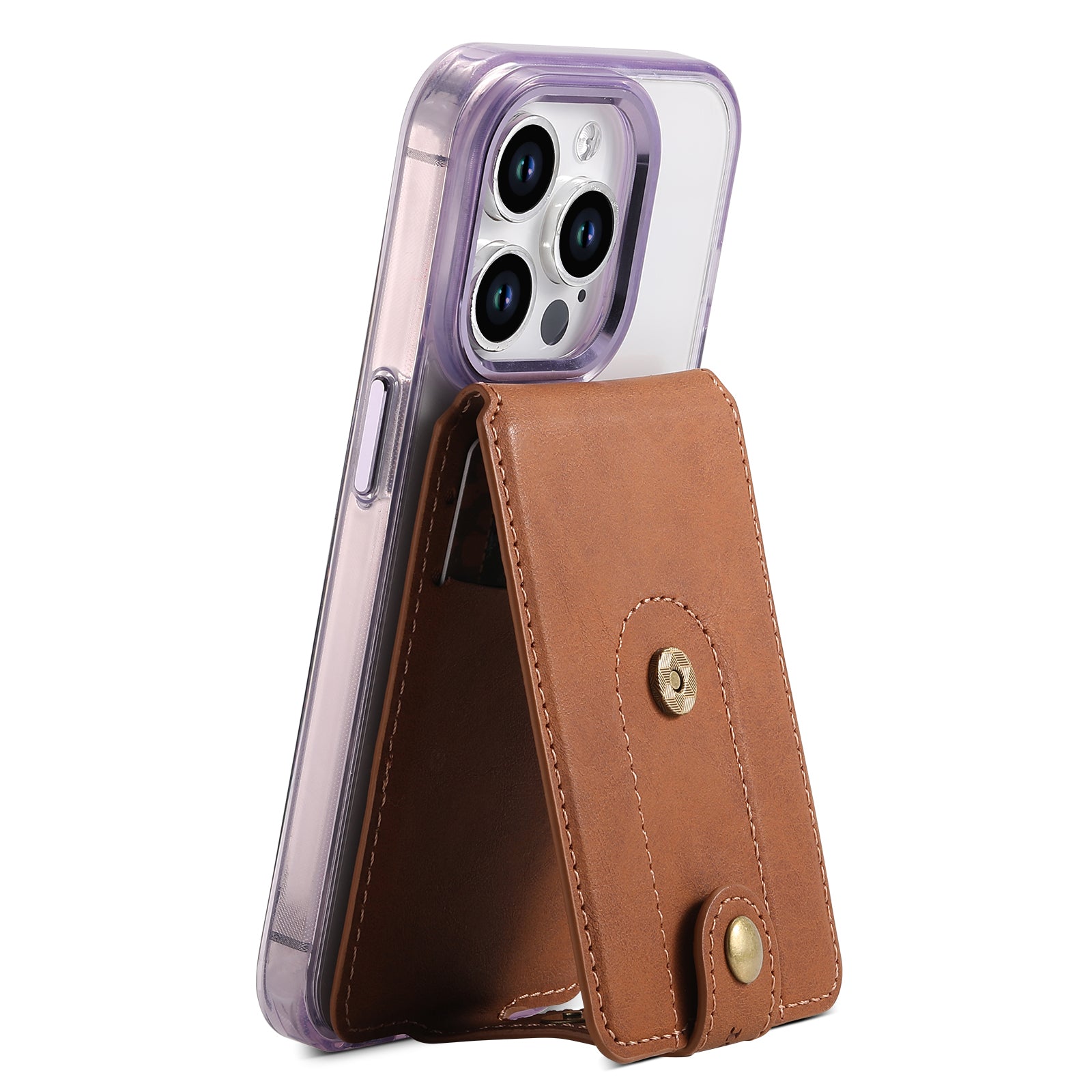 Magnetic Bracket Slim Credit Card Bag(Brown)