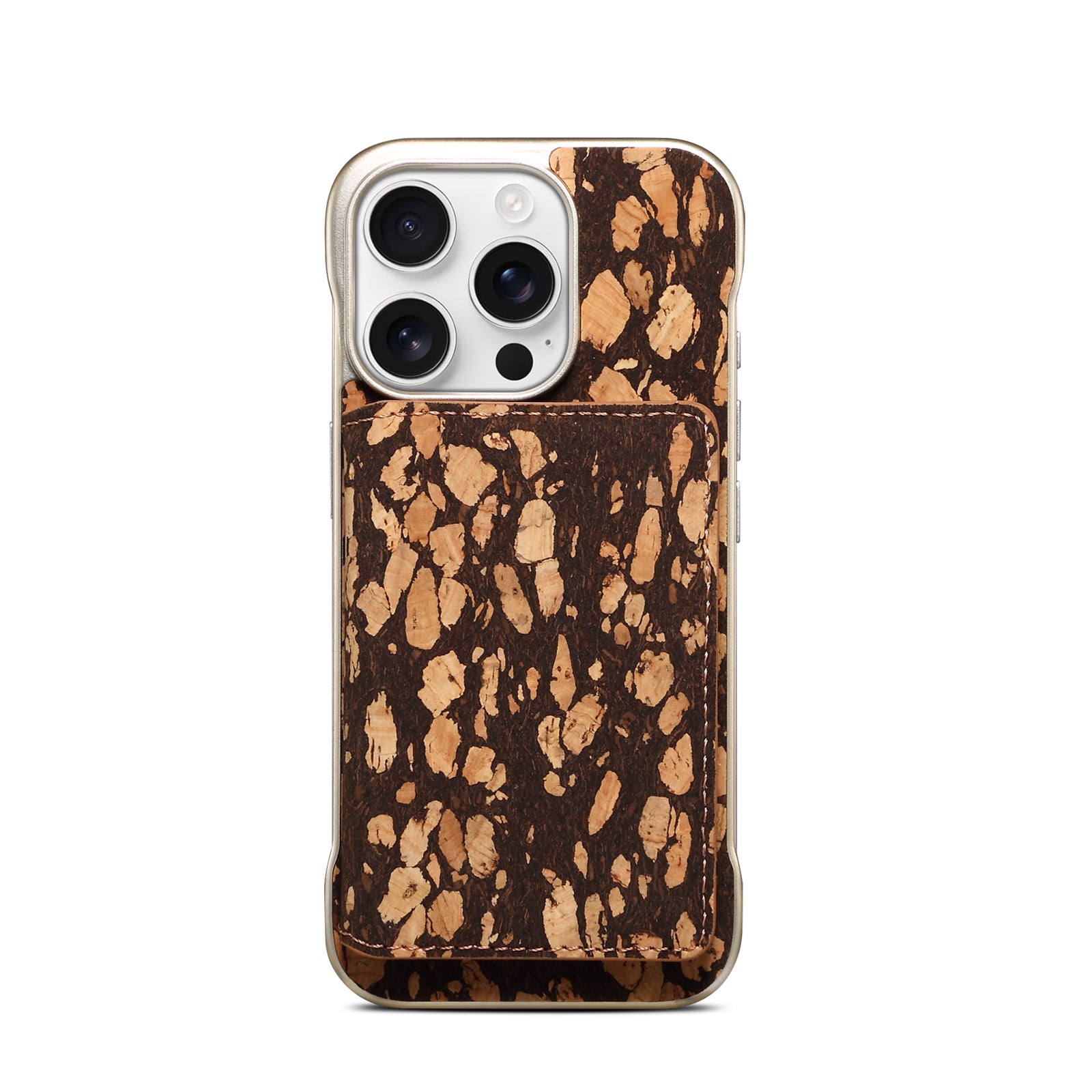 iPhone Series 2IN1 Magnetic Cork Wooden Phone Case & Card Bag(Black)